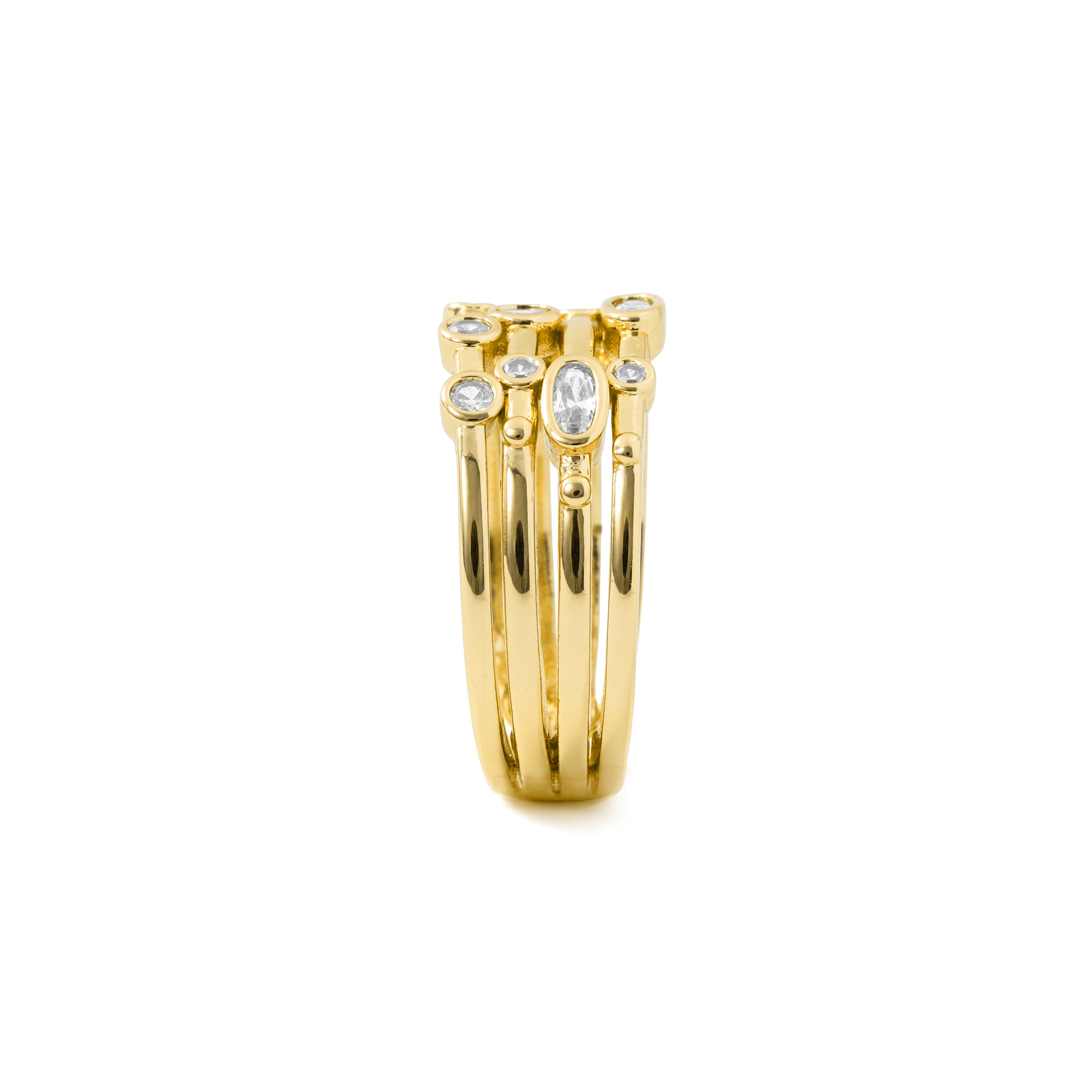 18k Yellow Gold Finished Metal Alloy and Sparkling Cubic Zirconia Ring - Ulethel