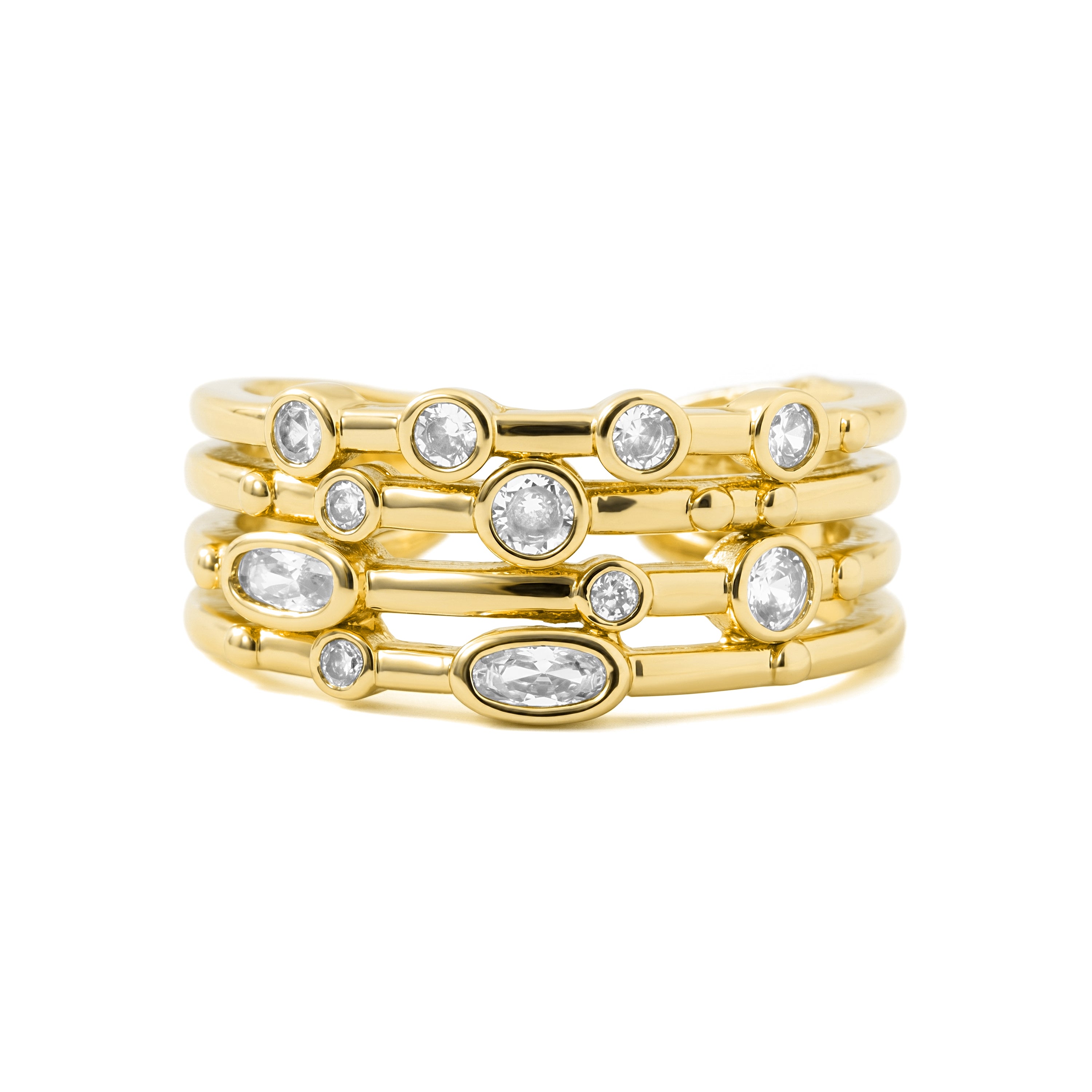 18k Yellow Gold Finished Metal Alloy and Sparkling Cubic Zirconia Ring - Ulethel