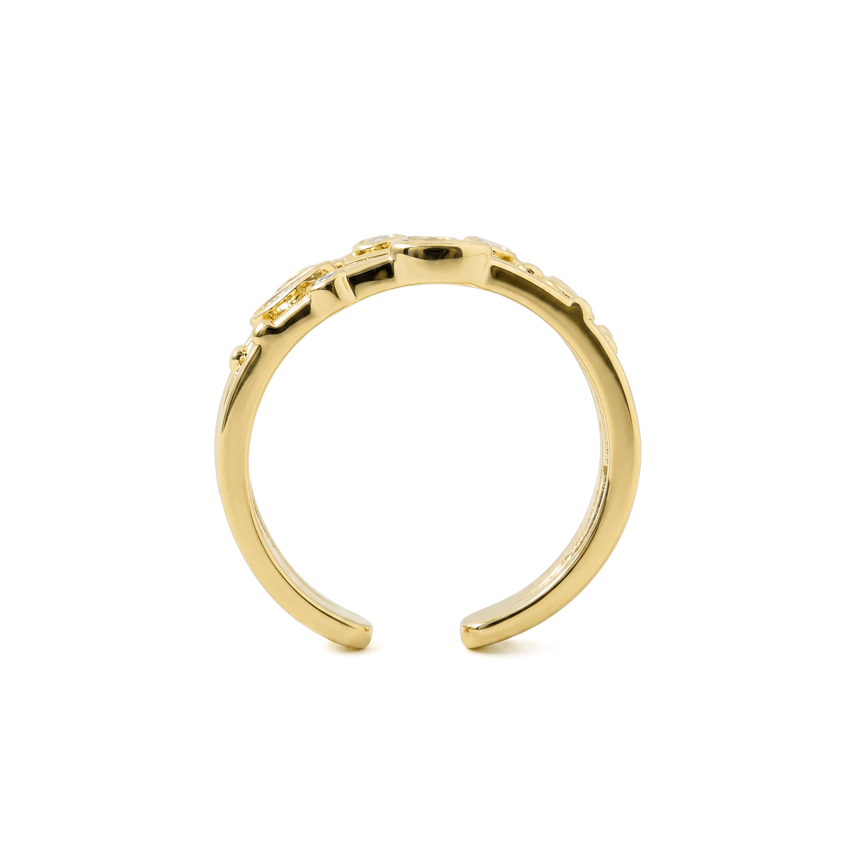 18k Yellow Gold Finished Metal Alloy and Sparkling Cubic Zirconia Ring - Ulethel