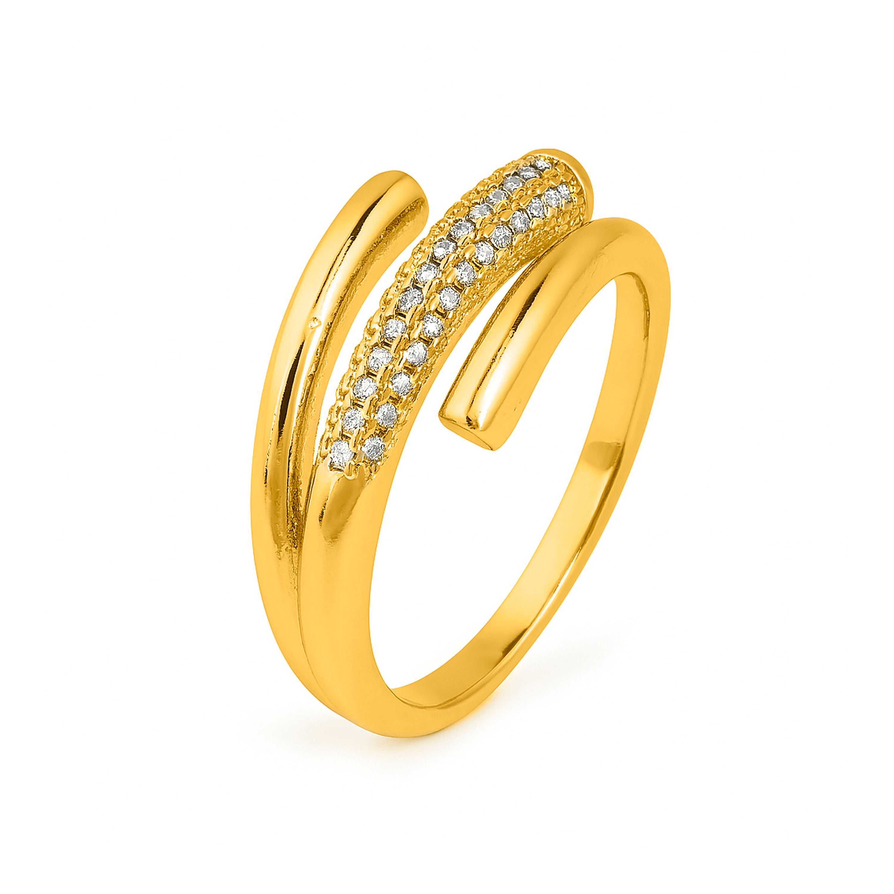 Brilliant Cubic Zirconia Ring with 18k Yellow Gold Finish - Jedrac