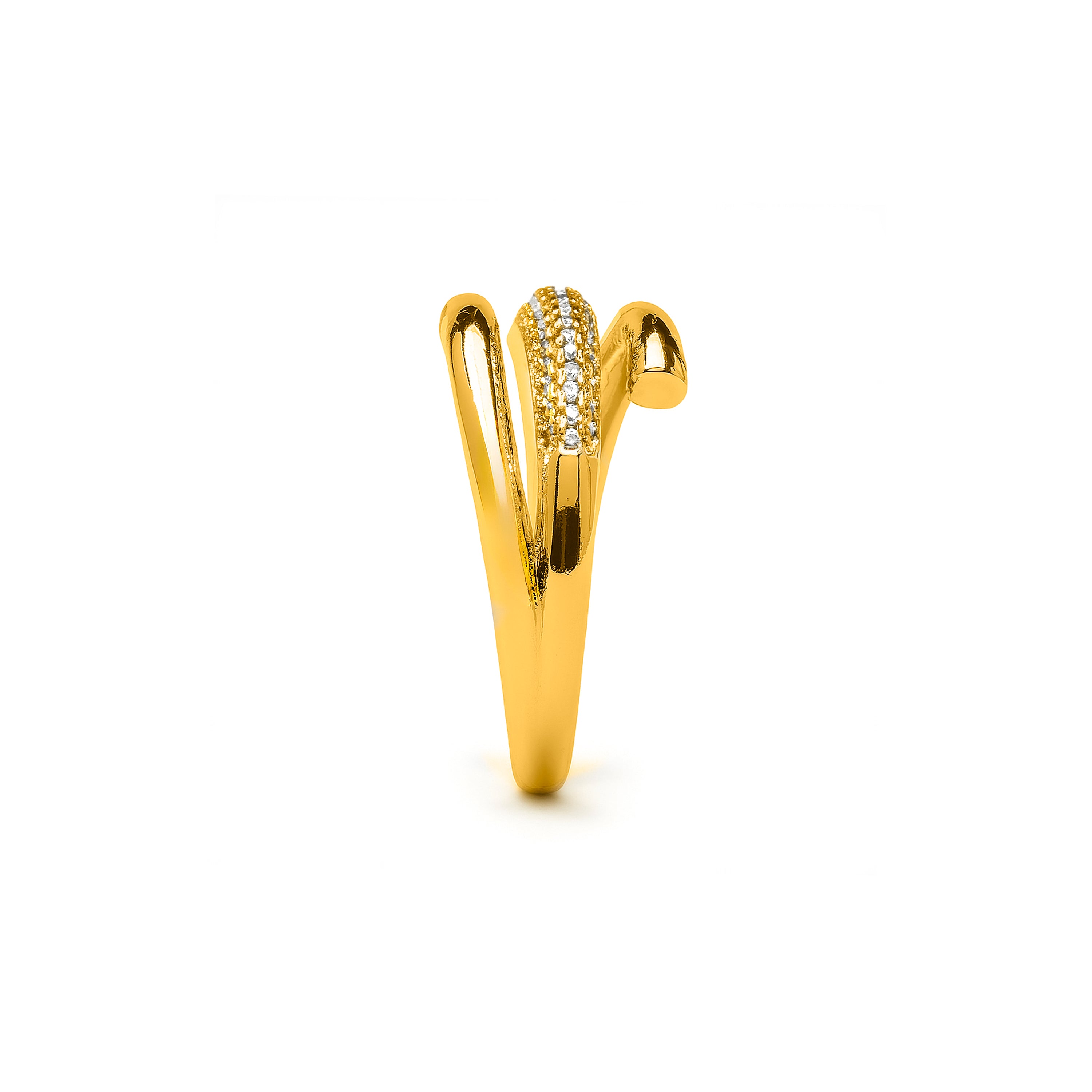 Brilliant Cubic Zirconia Ring with 18k Yellow Gold Finish - Jedrac