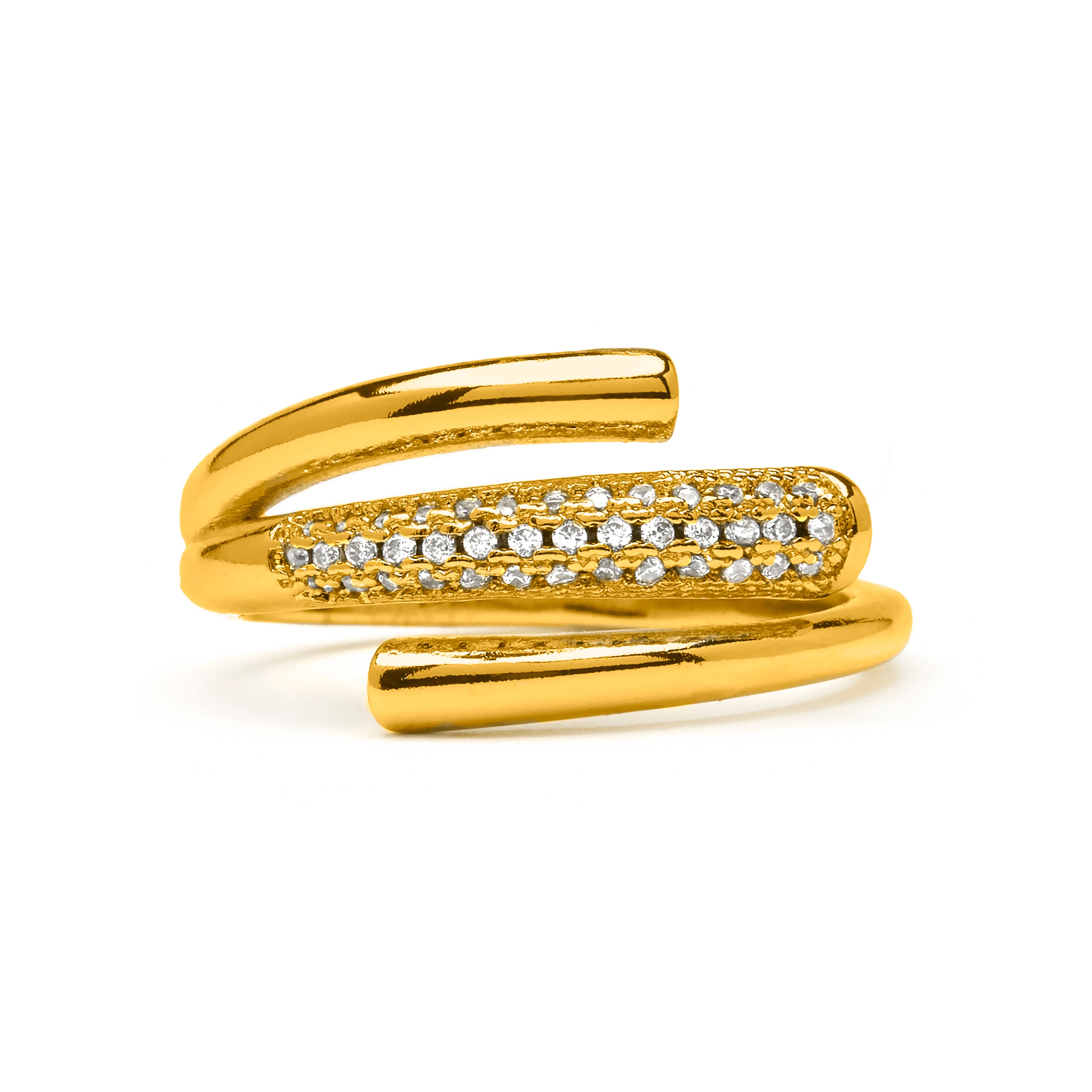 Brilliant Cubic Zirconia Ring with 18k Yellow Gold Finish - Jedrac