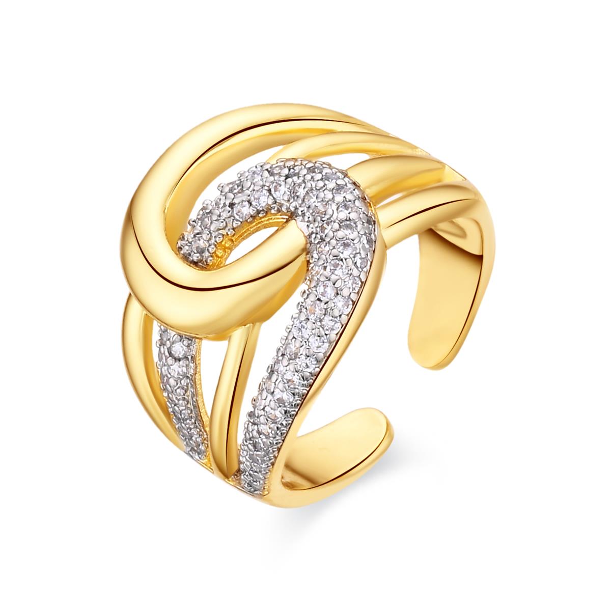 Anello con zircone brillante finitura in oro giallo 18k - Nava