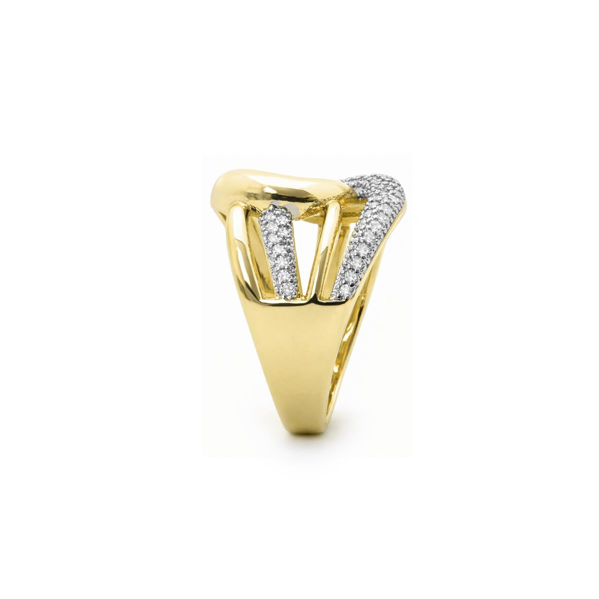 Anello con zircone brillante finitura in oro giallo 18k - Nava