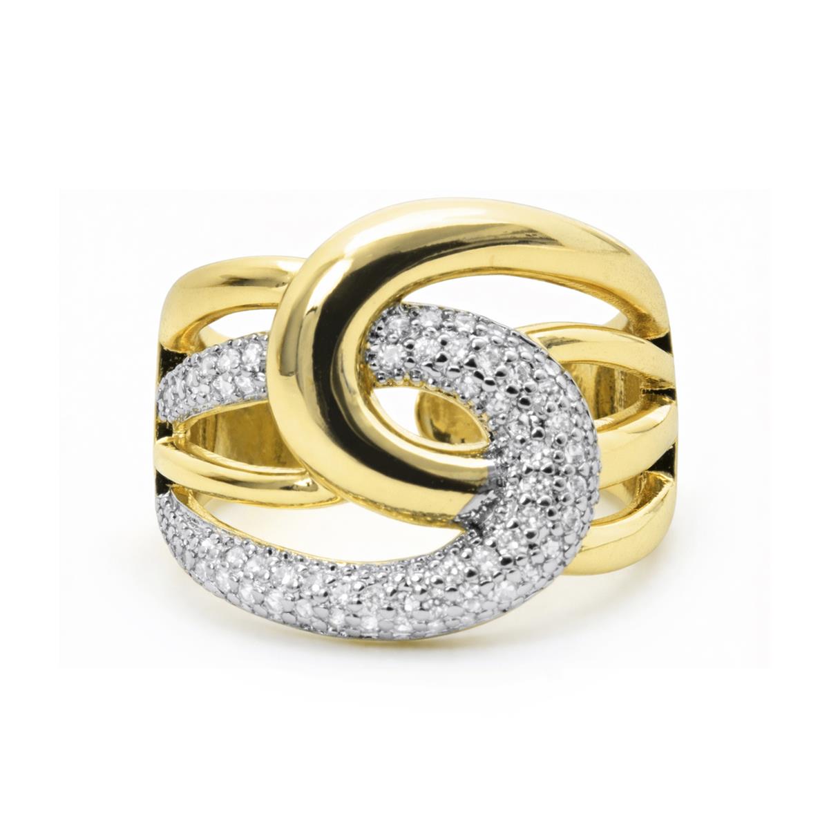 Anello con zircone brillante finitura in oro giallo 18k - Nava