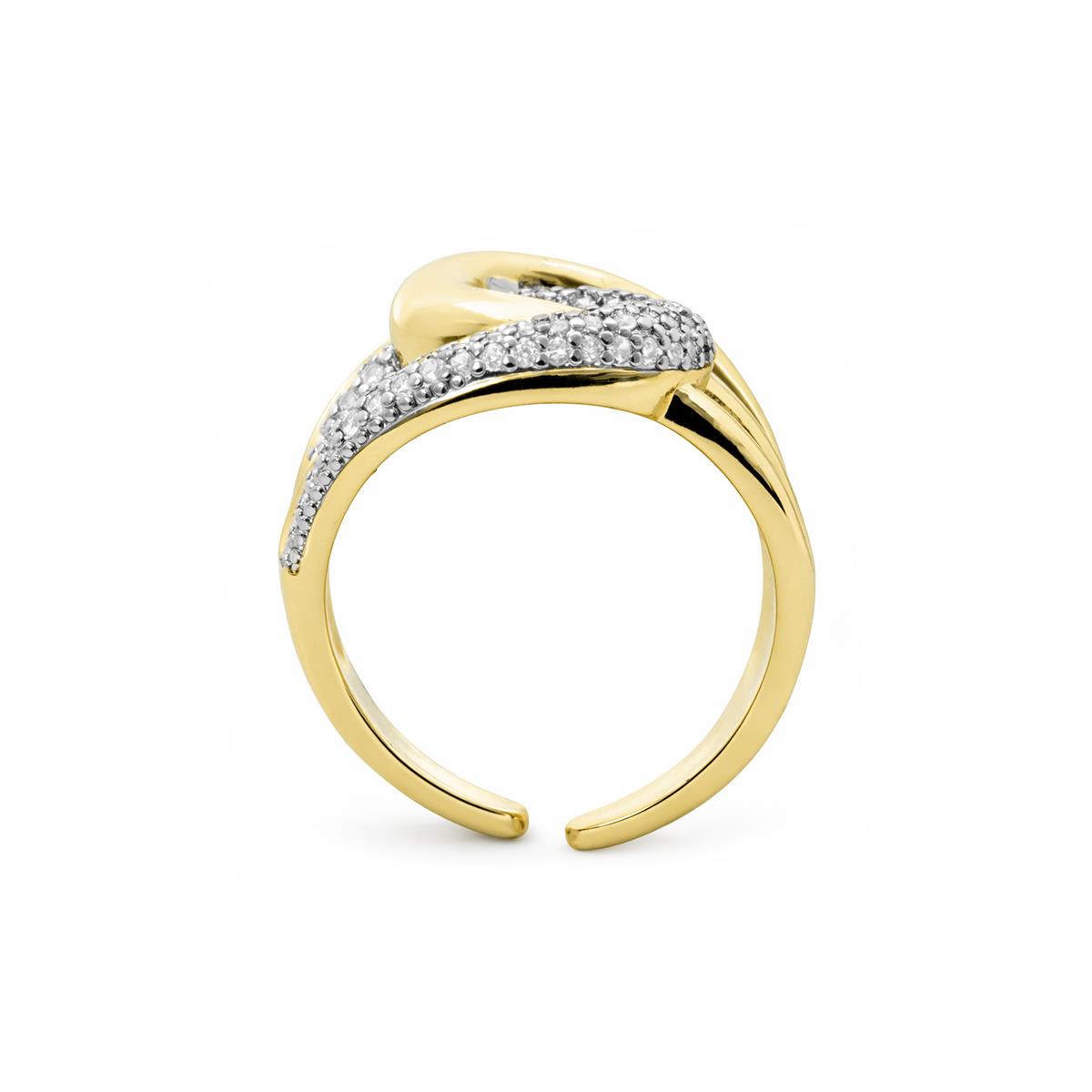 Anello con zircone brillante finitura in oro giallo 18k - Nava