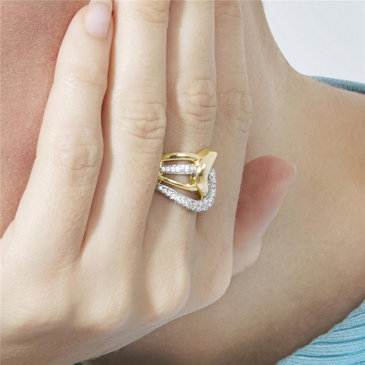 Anello con zircone brillante finitura in oro giallo 18k - Nava