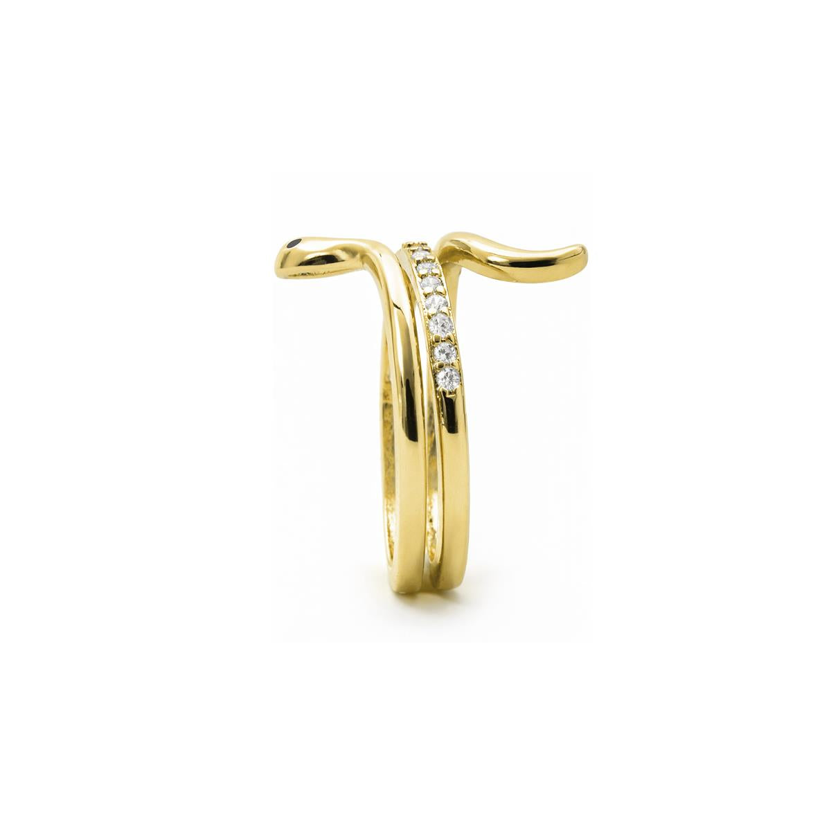 Bague en zircon brillant finition or jaune 18 carats - Sasso