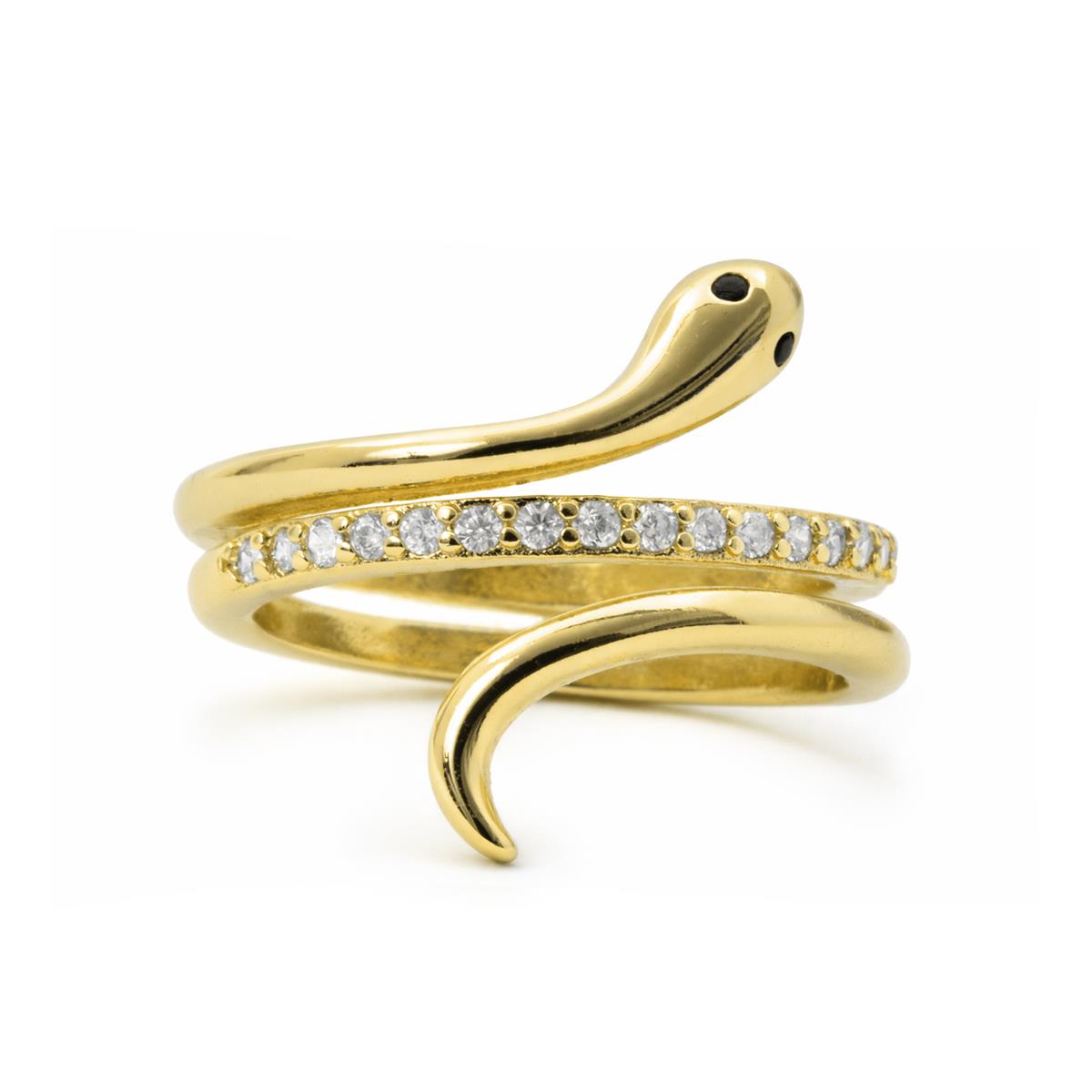 Bague en zircon brillant finition or jaune 18 carats - Sasso