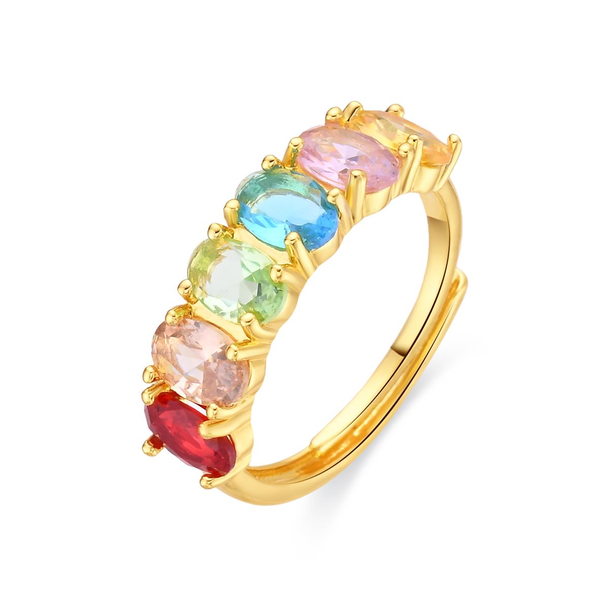 Multifarbiger Zirkonia-Ring mit 18k Gelbgold-Finish - Draghi