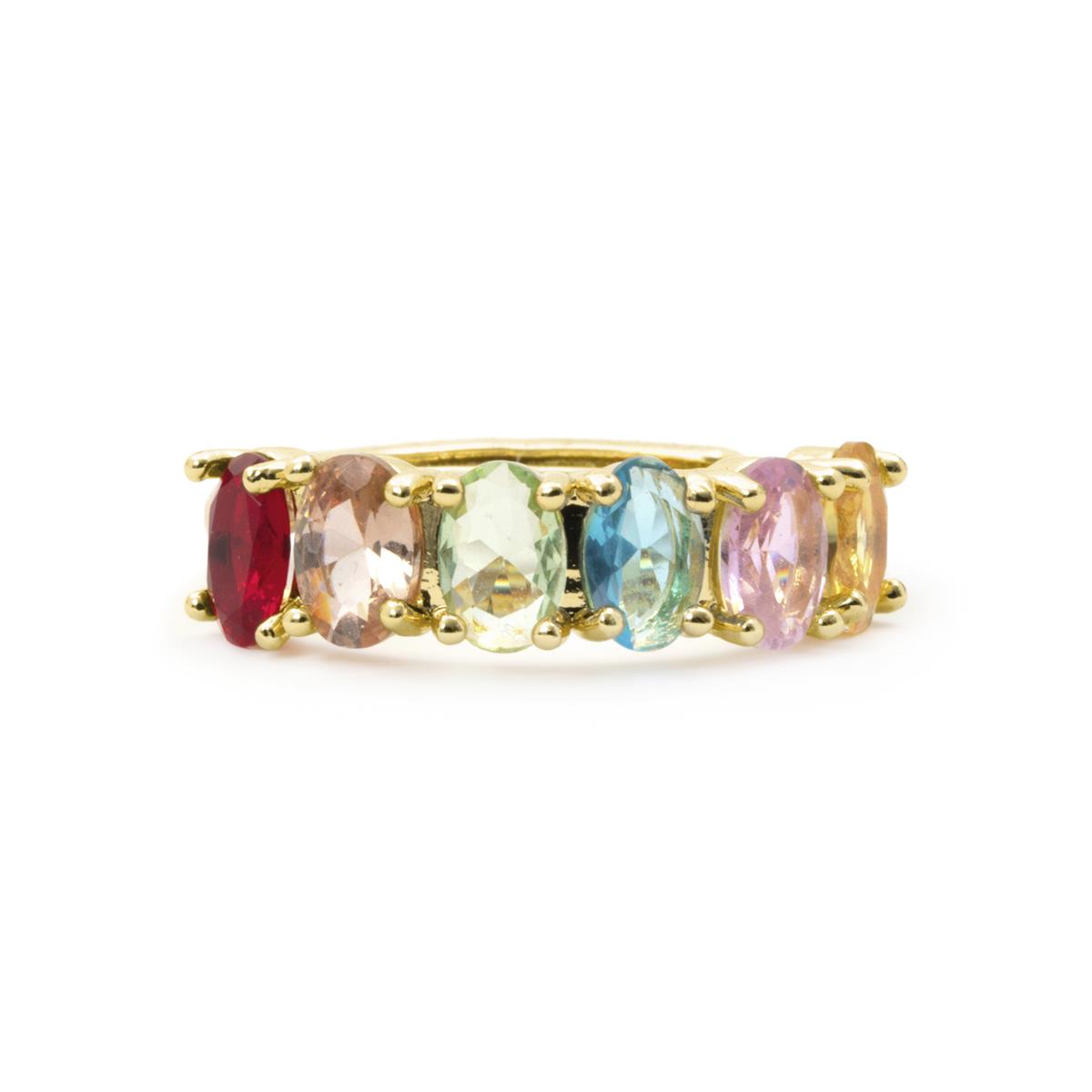 Multifarbiger Zirkonia-Ring mit 18k Gelbgold-Finish - Draghi