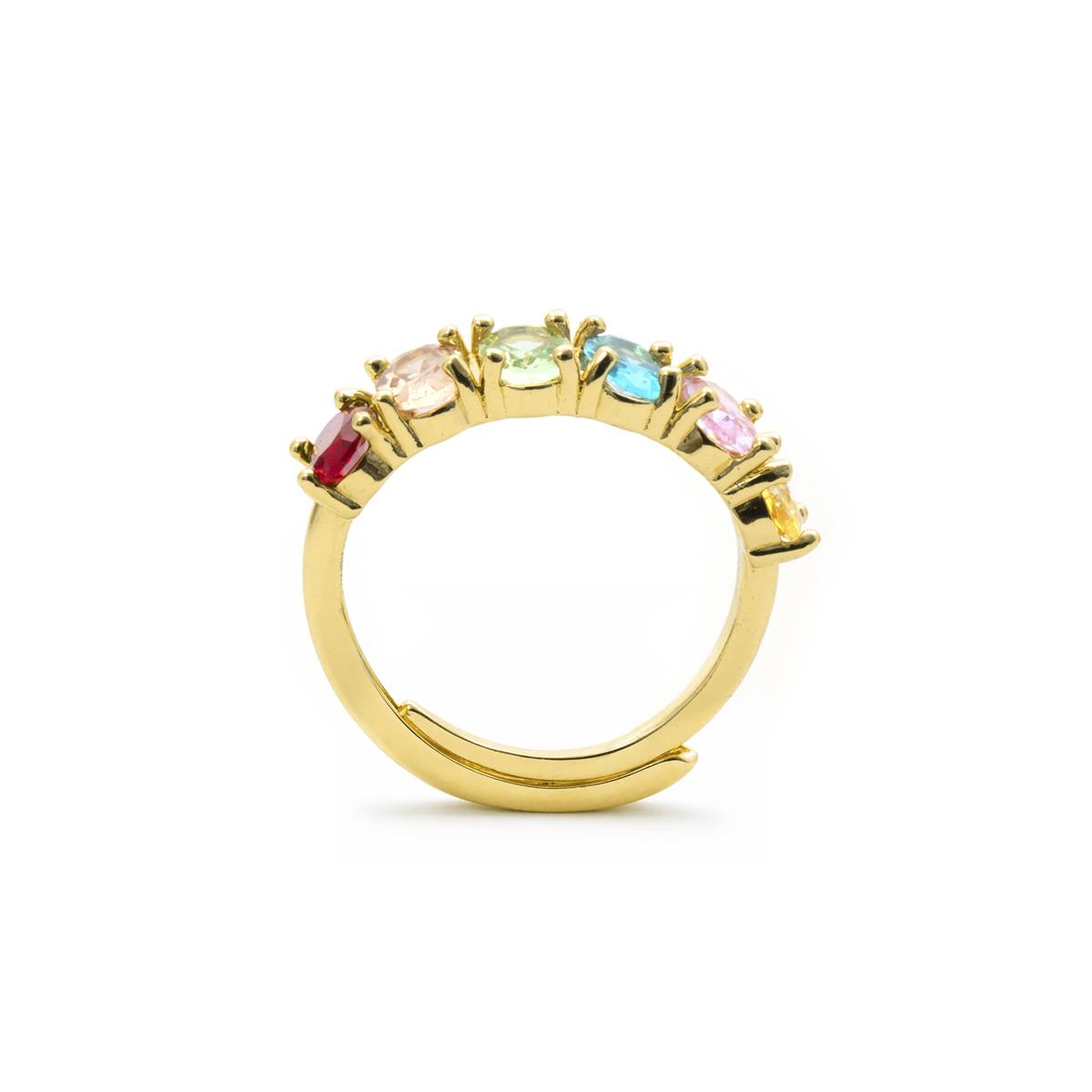 Multifarbiger Zirkonia-Ring mit 18k Gelbgold-Finish - Draghi