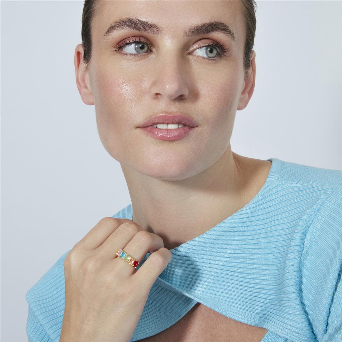 Multifarbiger Zirkonia-Ring mit 18k Gelbgold-Finish - Draghi