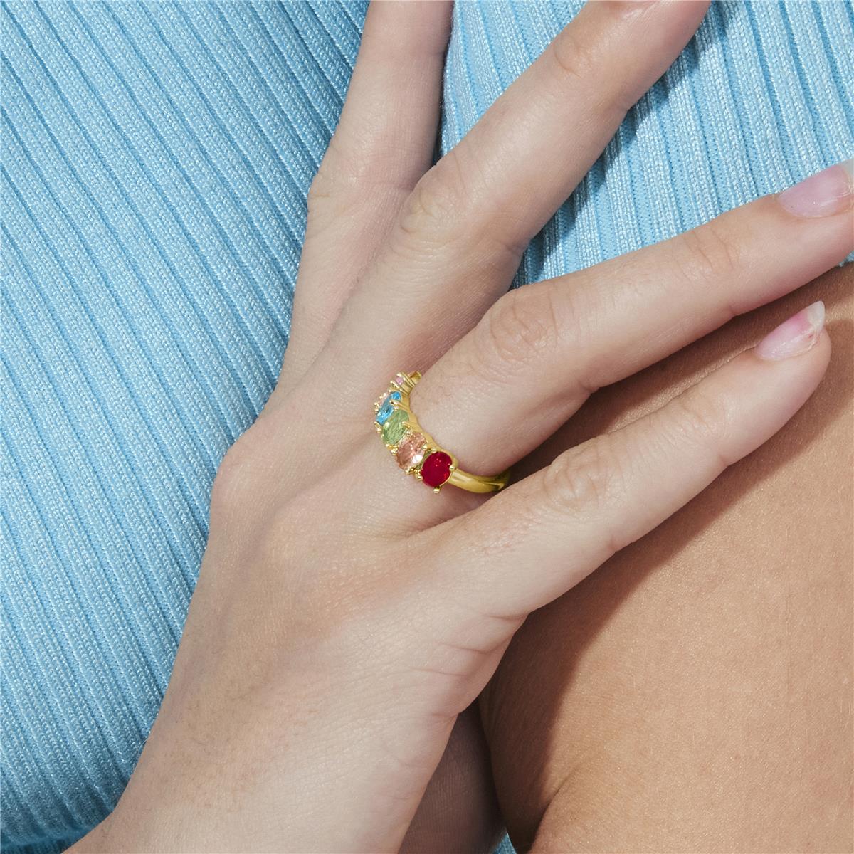Multifarbiger Zirkonia-Ring mit 18k Gelbgold-Finish - Draghi