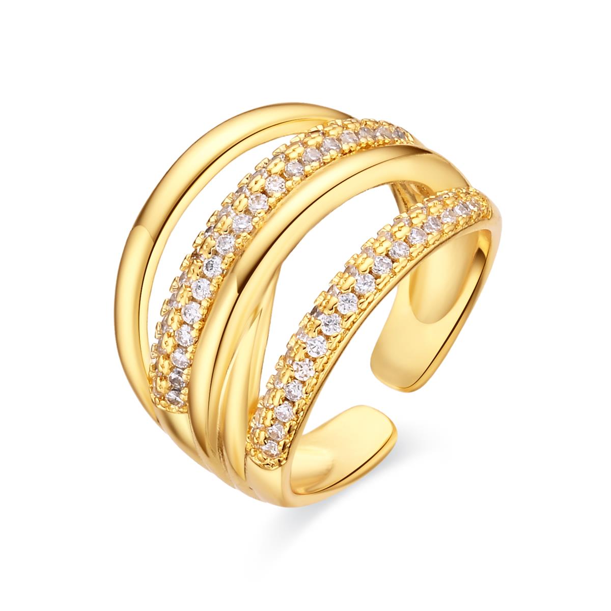 Brilliant Cubic Zirconia Ring with 18k Yellow Gold Finish - Jedrac