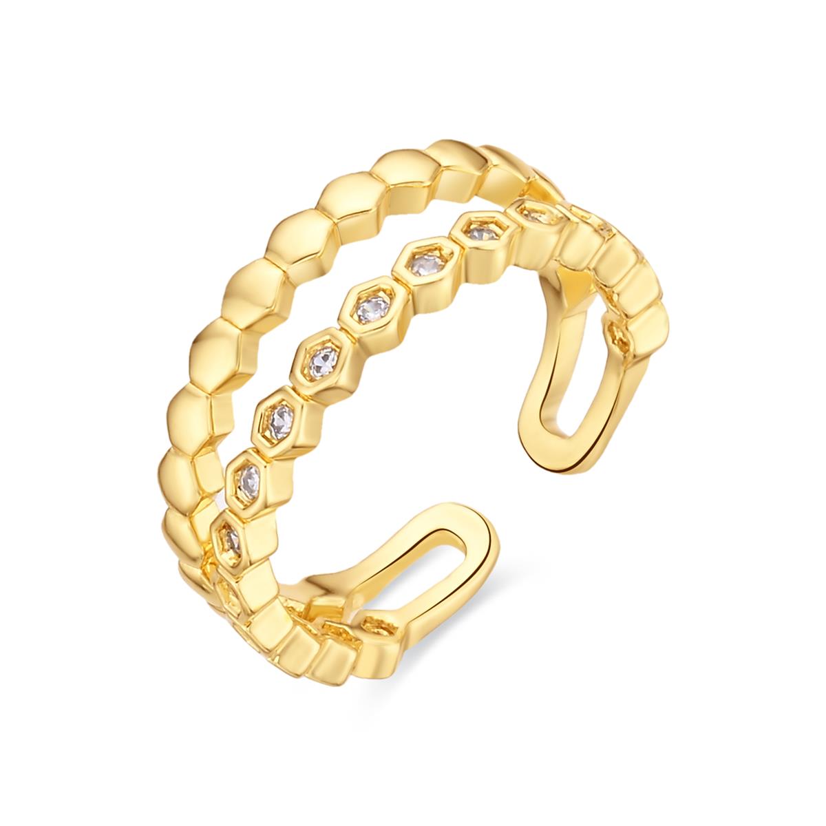 Anel de zircónia brilhante com acabamento em ouro amarelo de 18k - Jedrac