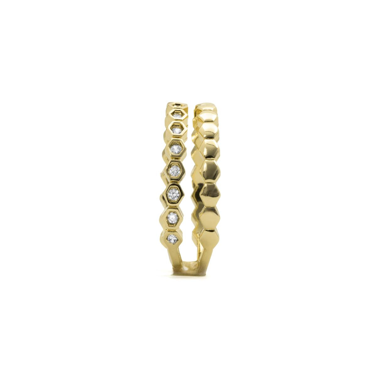 Anel de zircónia brilhante com acabamento em ouro amarelo de 18k - Jedrac