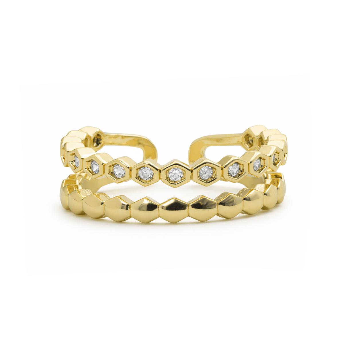 Anel de zircónia brilhante com acabamento em ouro amarelo de 18k - Jedrac