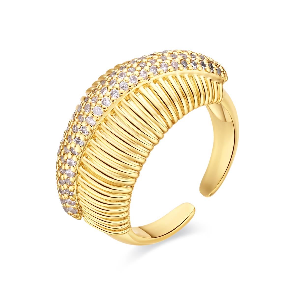 Brilliant Cubic Zirconia Ring with 18k Yellow Gold Finish - Jedrac