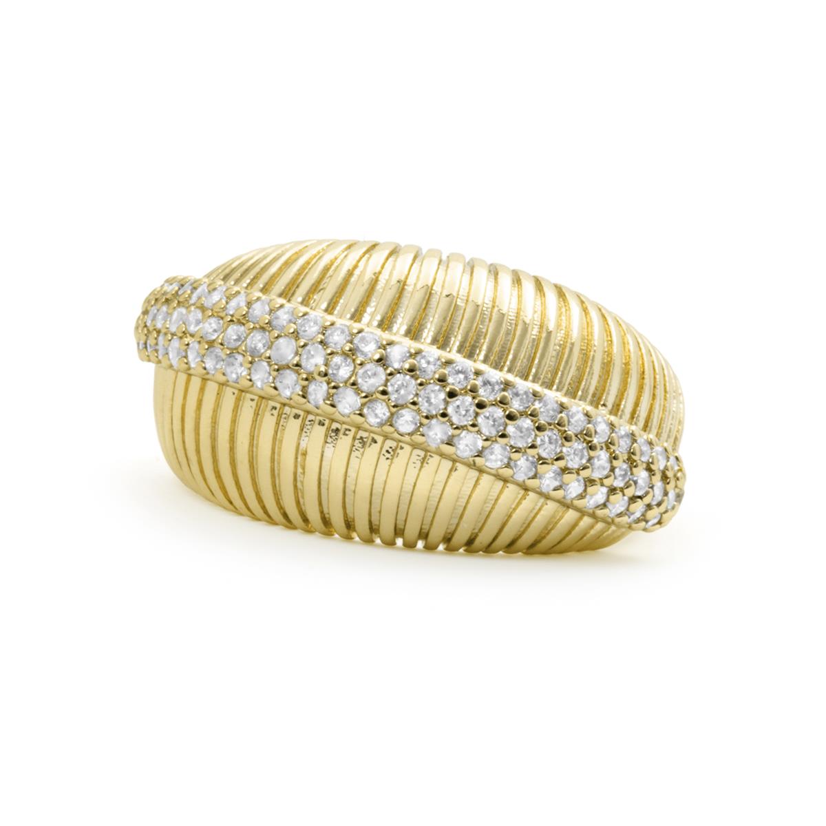 Brilliant Cubic Zirconia Ring with 18k Yellow Gold Finish - Jedrac