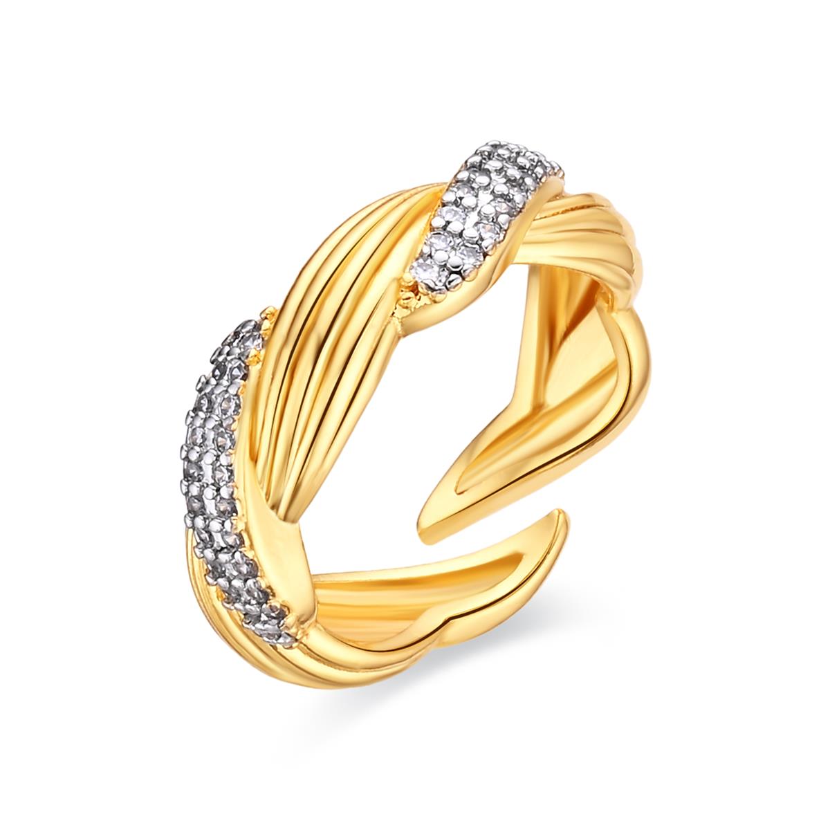 Brilliant Cubic Zirconia Ring with 18k Yellow Gold Finish - Jedrac