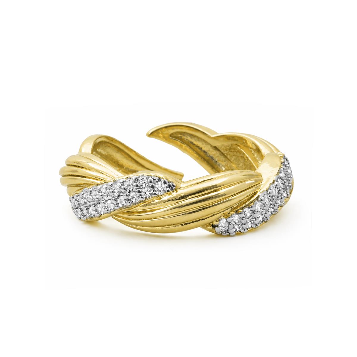 Anel de zircónia brilhante com acabamento em ouro amarelo de 18k - Jedrac