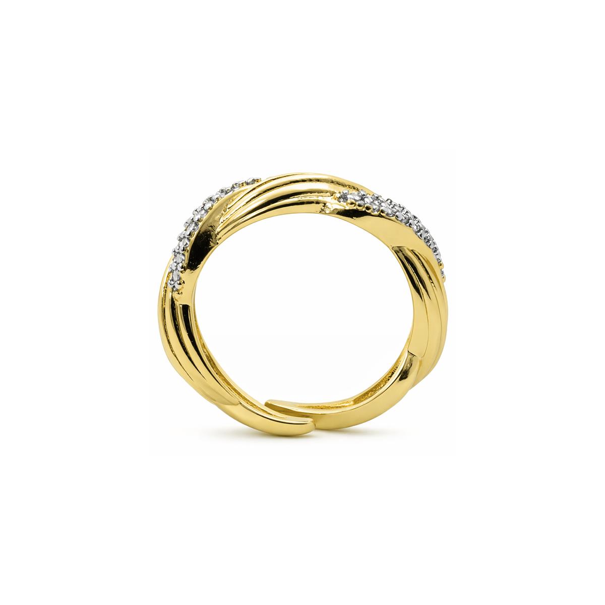 Anel de zircónia brilhante com acabamento em ouro amarelo de 18k - Jedrac
