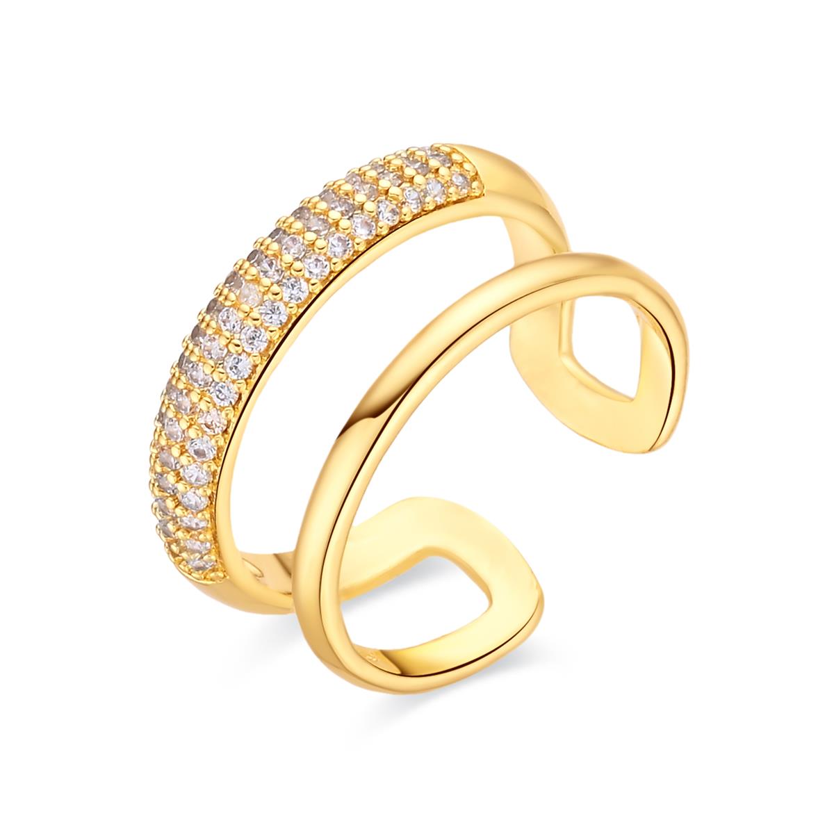 Bague en zircon brillant finition or jaune 18 carats - Jedrac