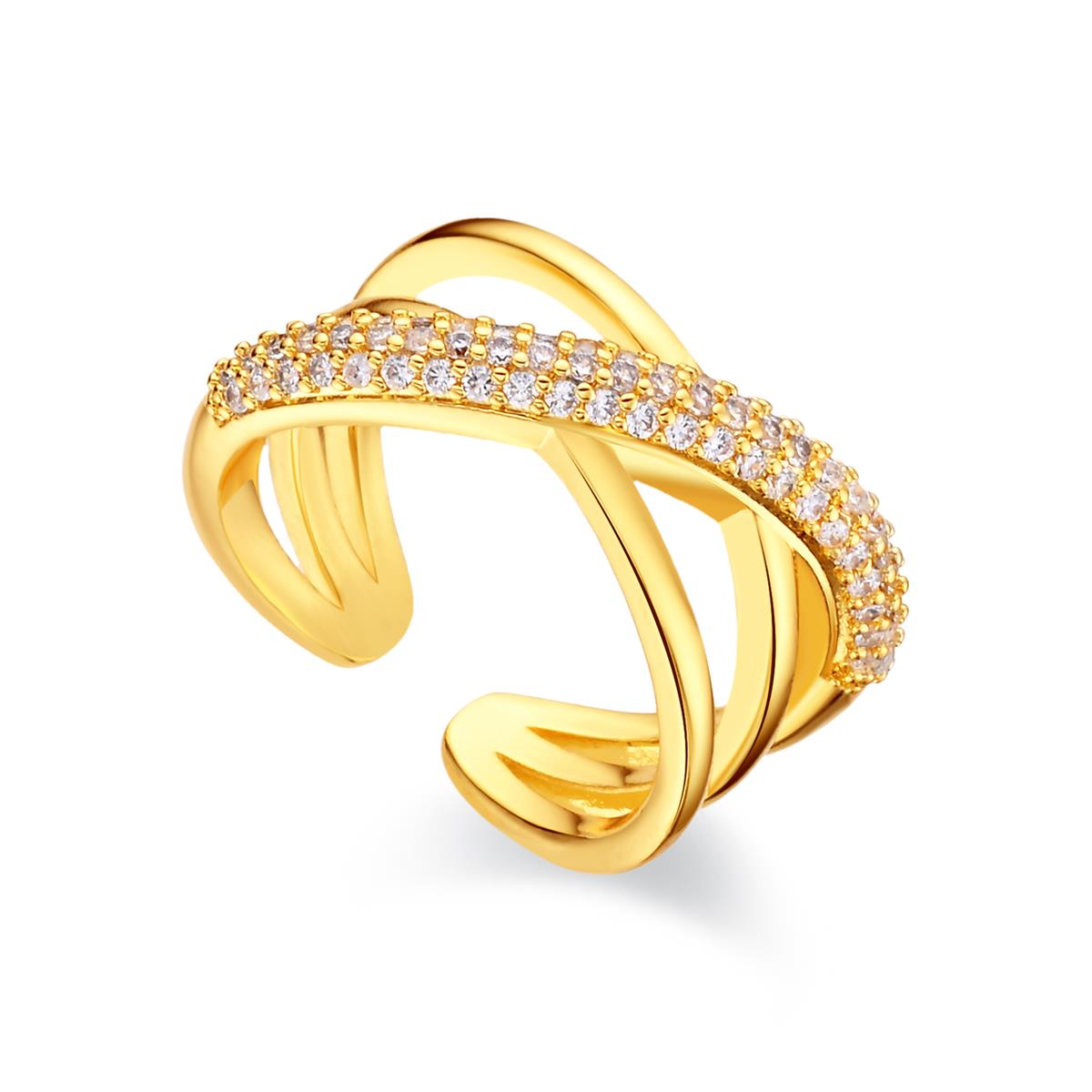 Bague en zircon brillant finition or jaune 18 carats - Jedrac