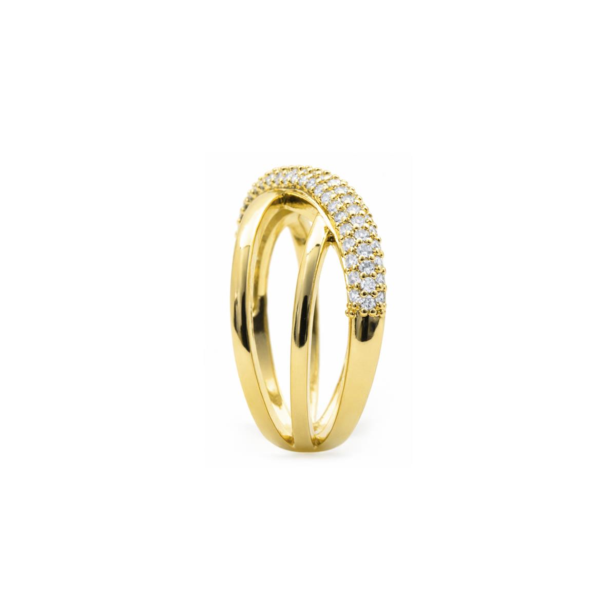 Bague en zircon brillant finition or jaune 18 carats - Jedrac