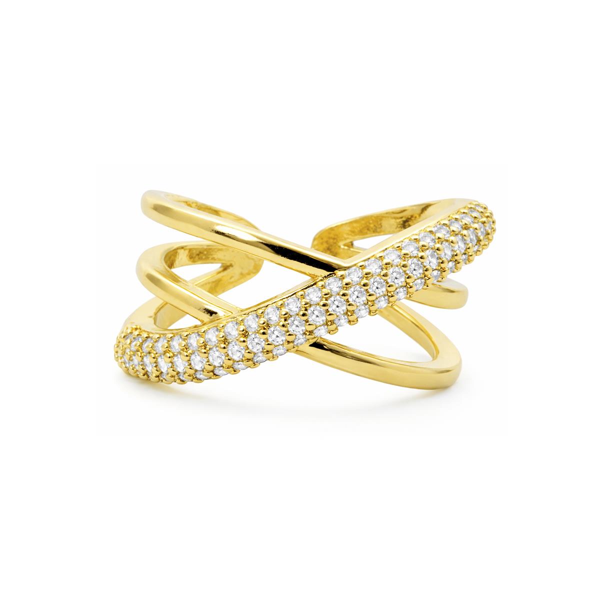 Bague en zircon brillant finition or jaune 18 carats - Jedrac