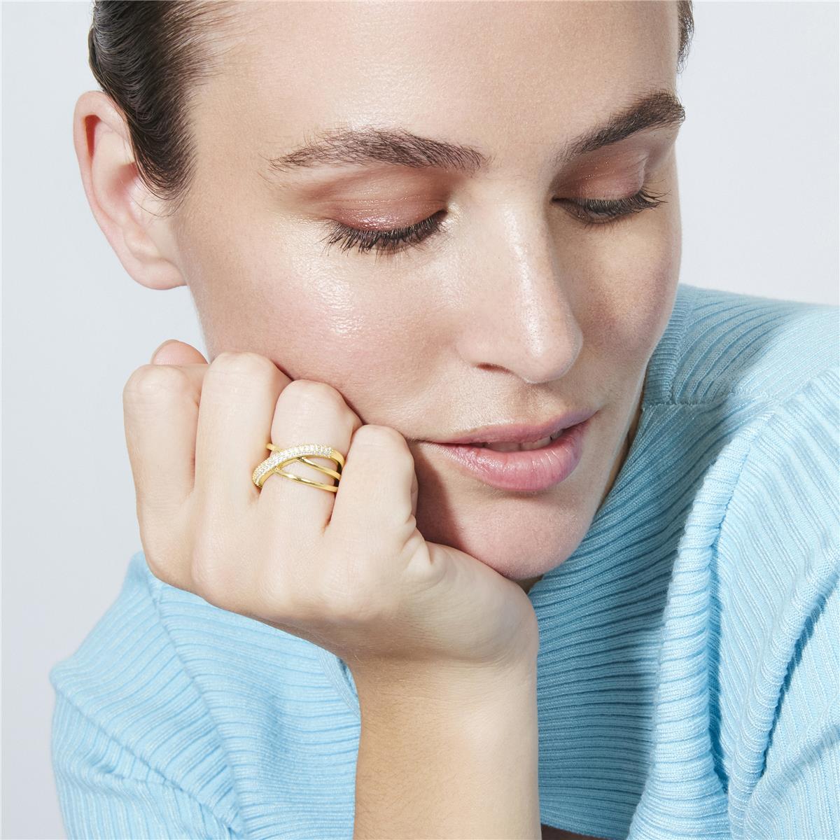 Bague en zircon brillant finition or jaune 18 carats - Jedrac