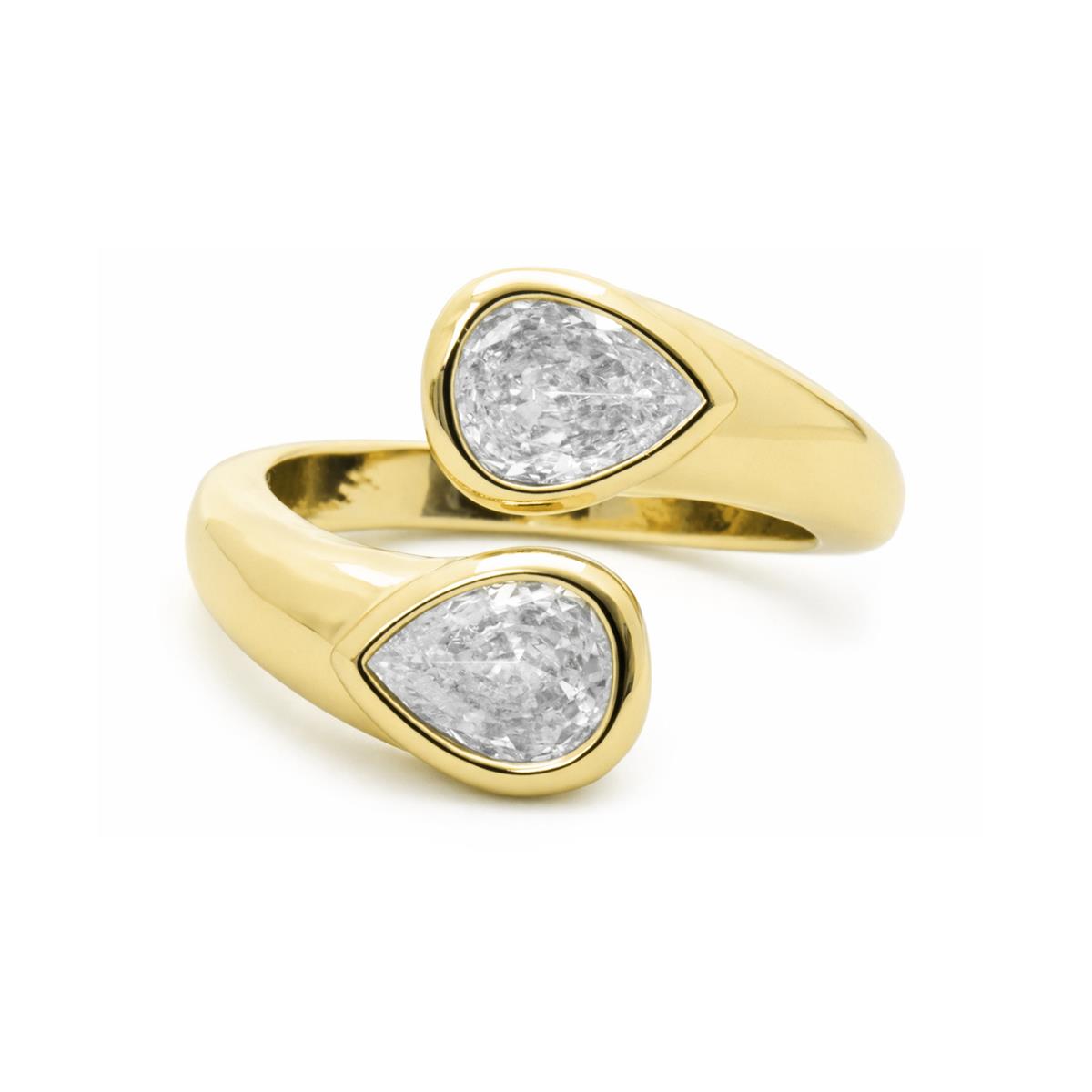 Glänzender Zirkonring mit 18k Gelbgold-Finish - Jedrac