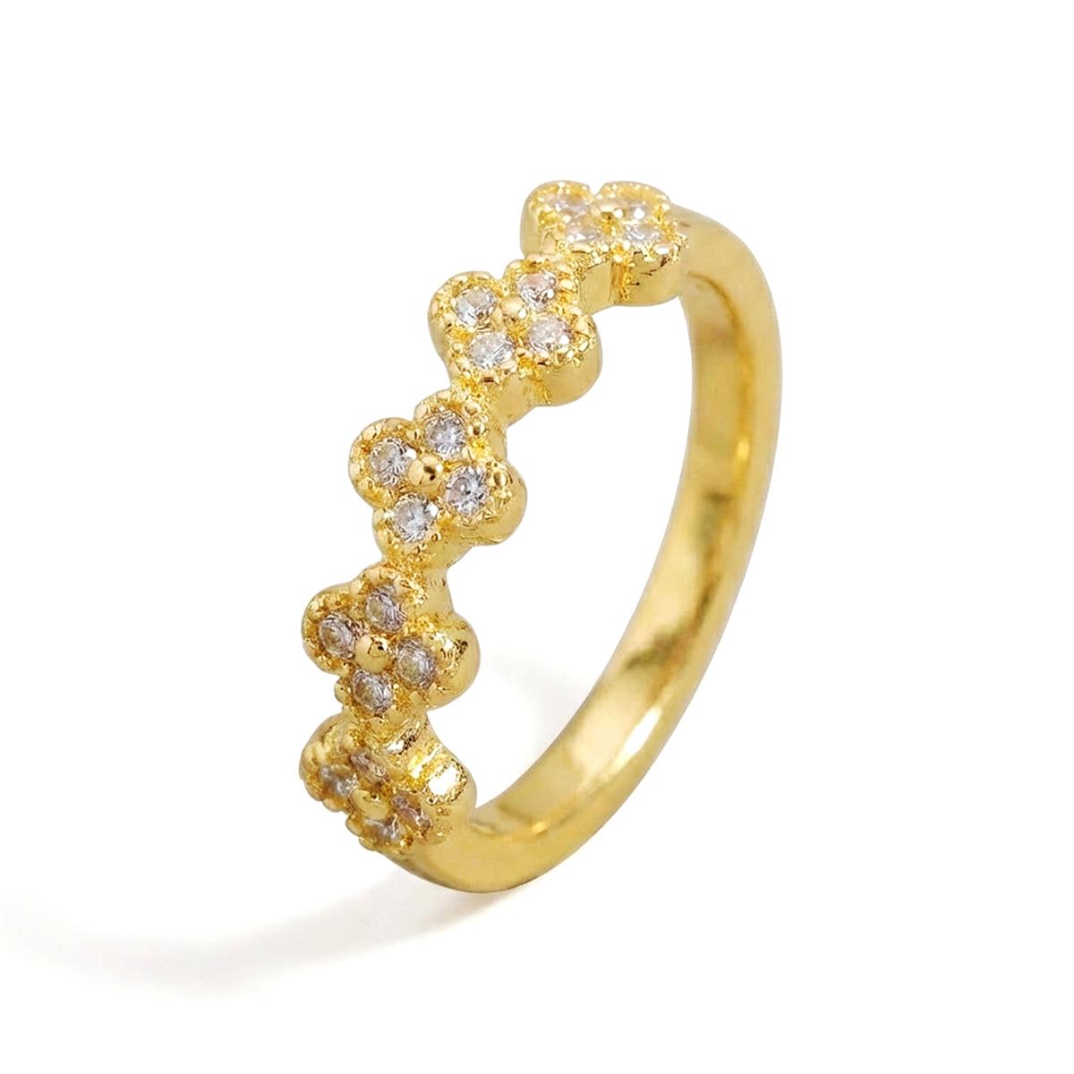 Bright Zirconia Ring finished in 18k Yellow Gold - Siskal