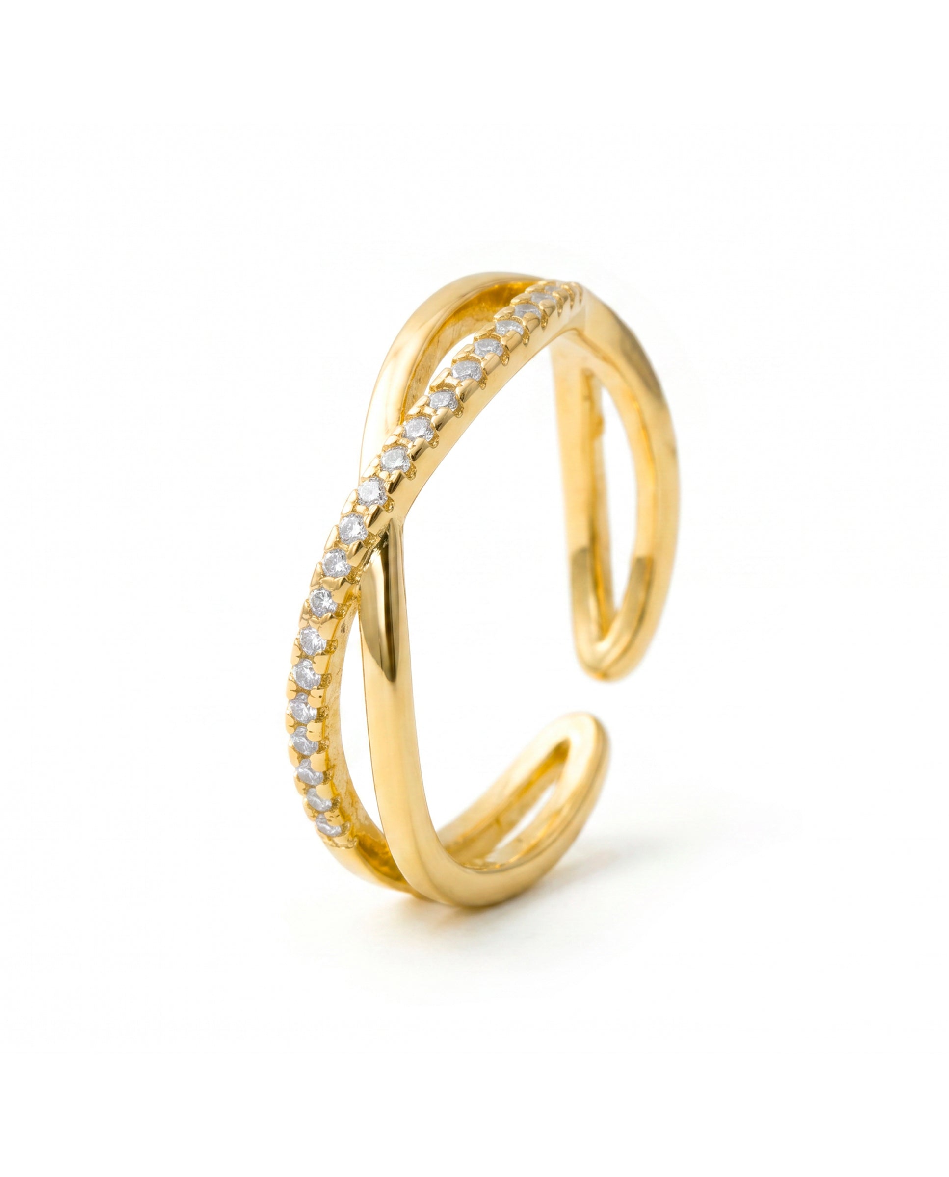Anillo de Circonita Brillante acabado en oro amarillo de 18k - Hagoe