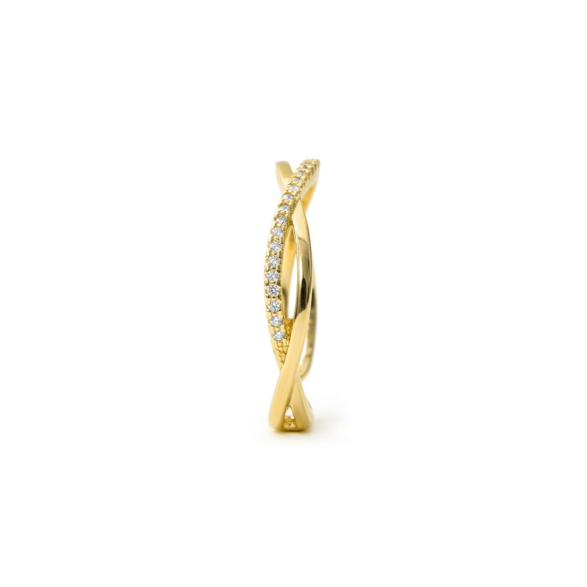 Anel de Zircónia Brilhante com acabamento em ouro amarelo de 18k - Hagoe