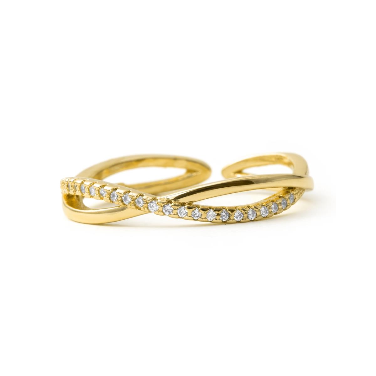 Anel de Zircónia Brilhante com acabamento em ouro amarelo de 18k - Hagoe