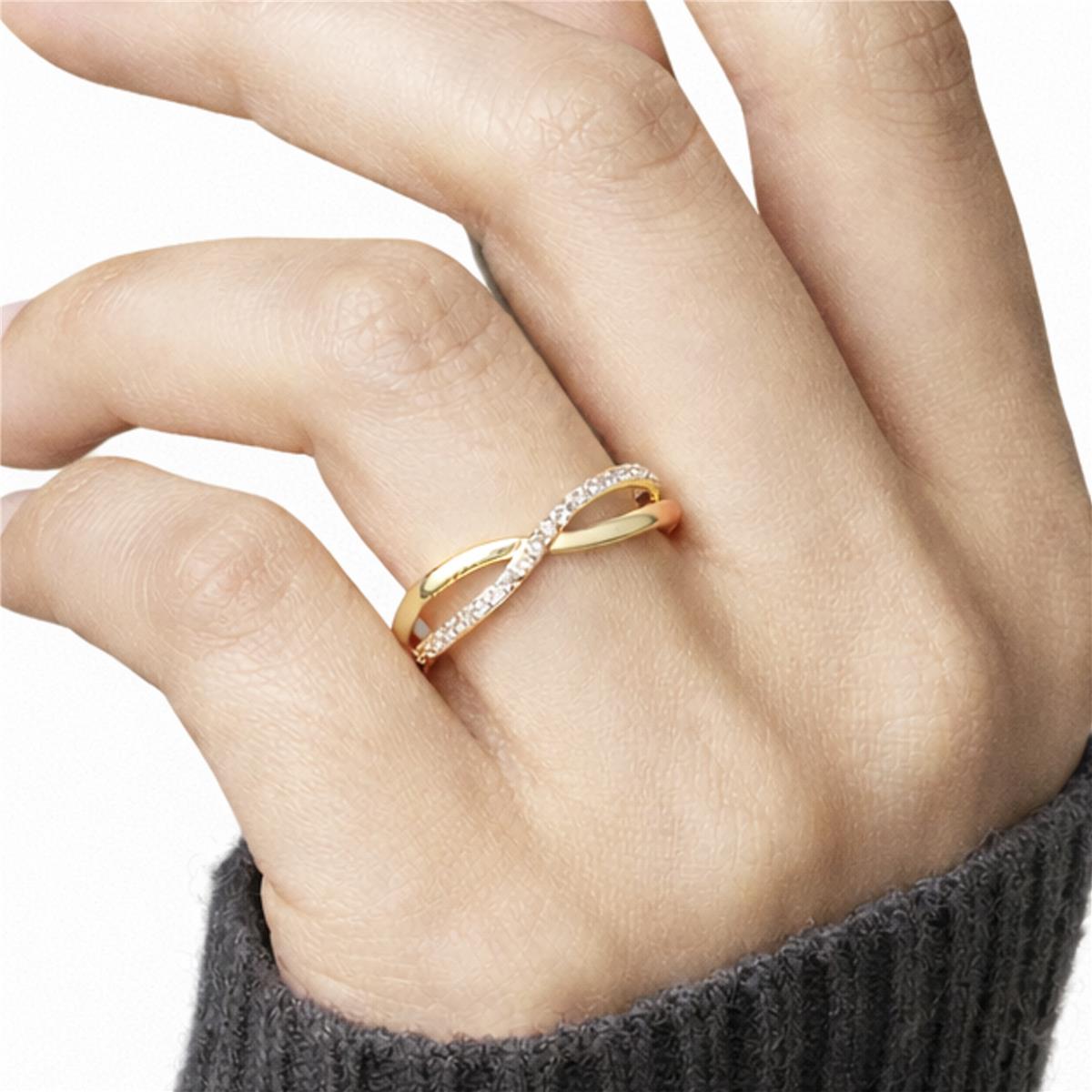 Anel de Zircónia Brilhante com acabamento em ouro amarelo de 18k - Hagoe