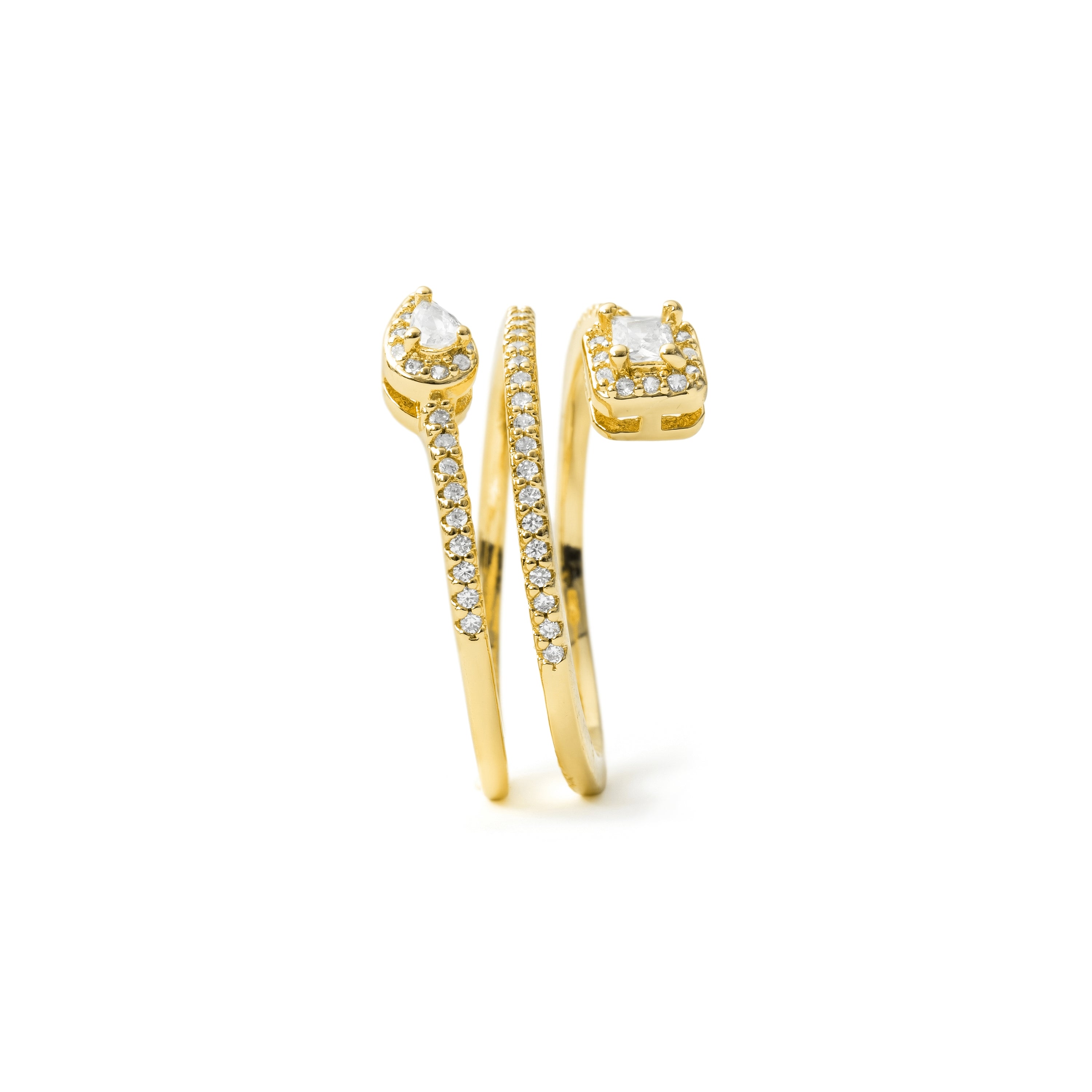 Ring mit funkelndem Zirkonia, 18 Karat Gelbgold-Finish - Rinmi