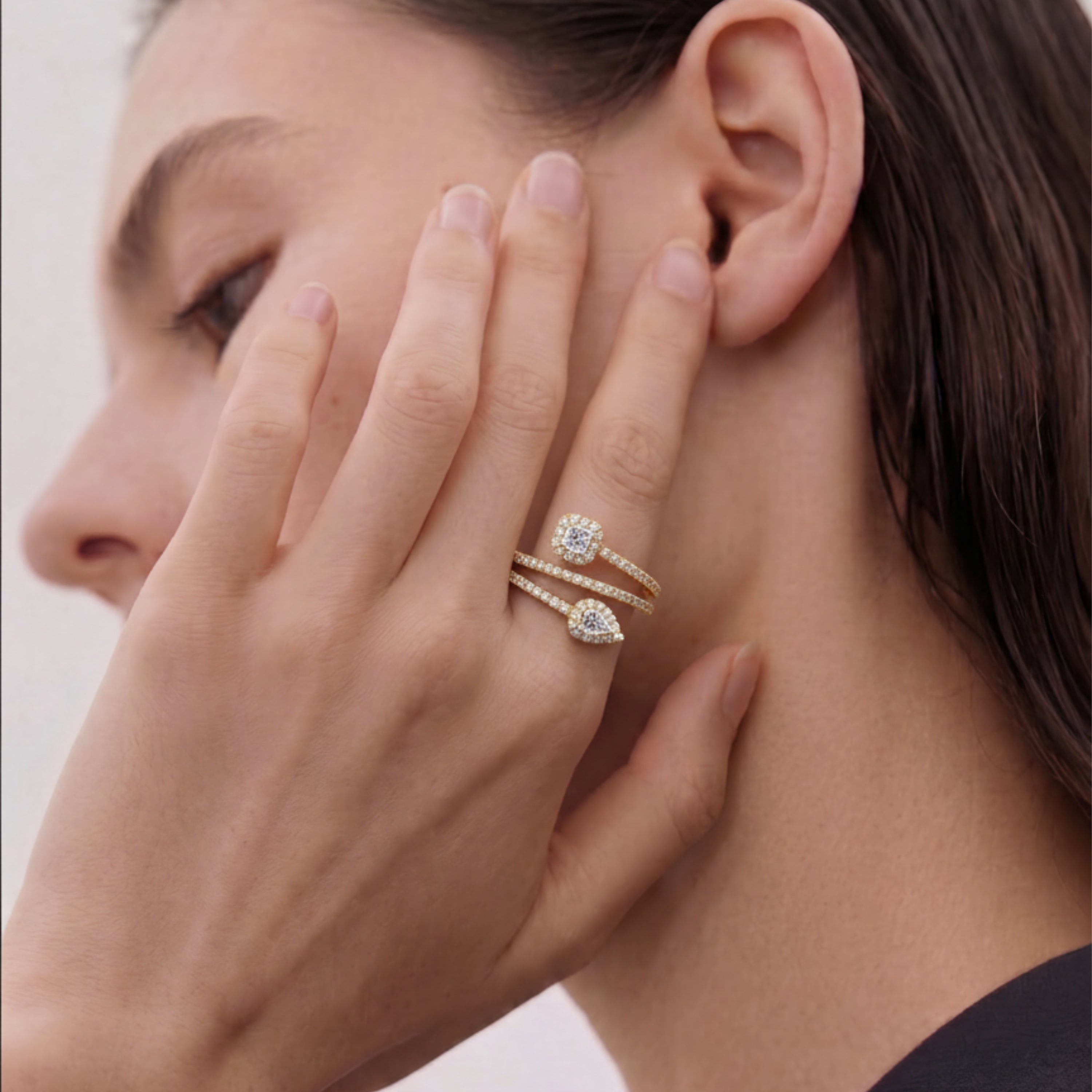 Ring with Shining Zirconia finished in 18k yellow gold - Rinmi