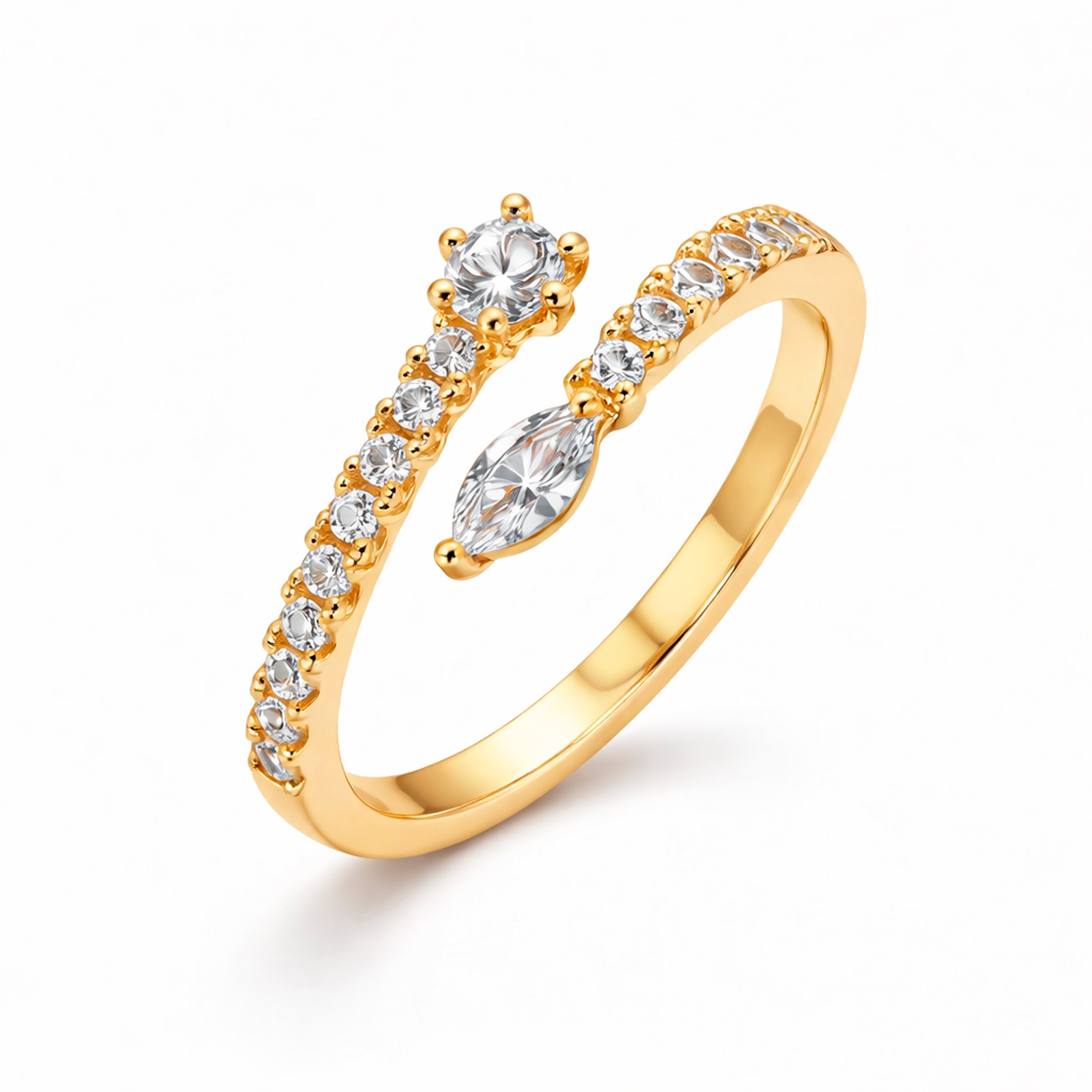 Anel com Zircónia Brilhante acabamento em ouro amarelo de 18k - Guewa