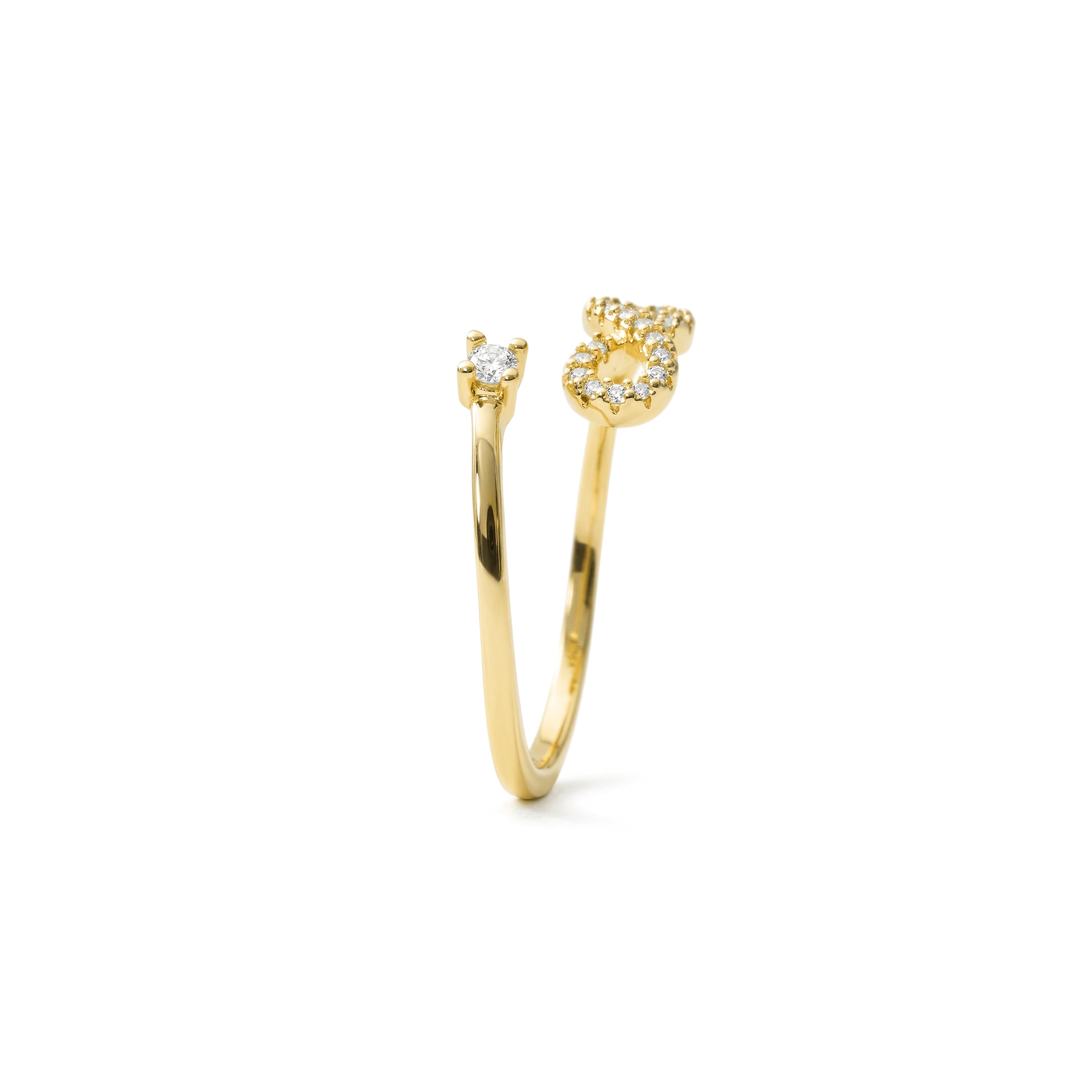 925 Sterling Silver Ring with Brilliant Zirconia finished in Rhodium - Alphabet