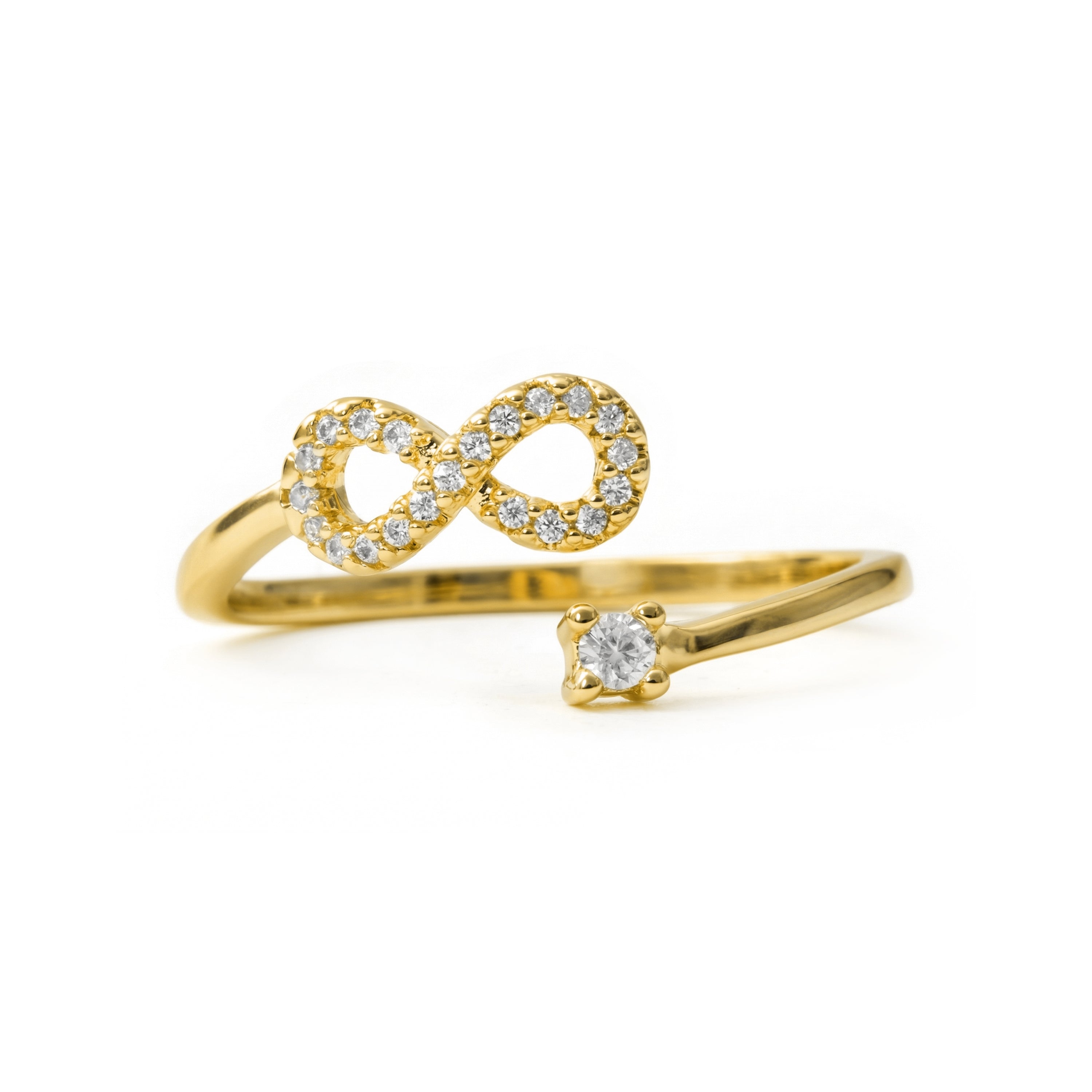 925 Sterling Silver Ring with Brilliant Zirconia finished in Rhodium - Alphabet
