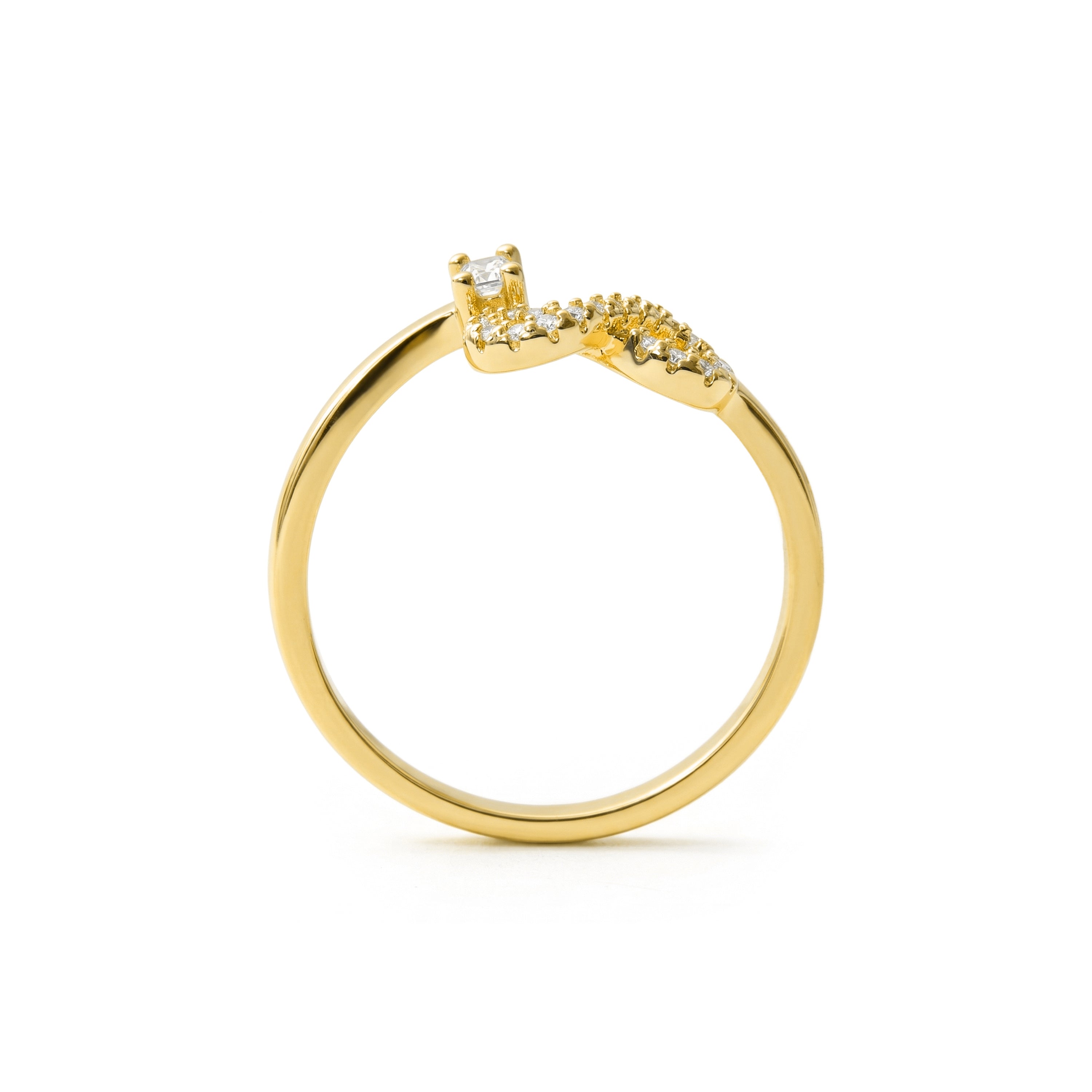 925 Sterling Silver Ring with Brilliant Zirconia finished in Rhodium - Alphabet