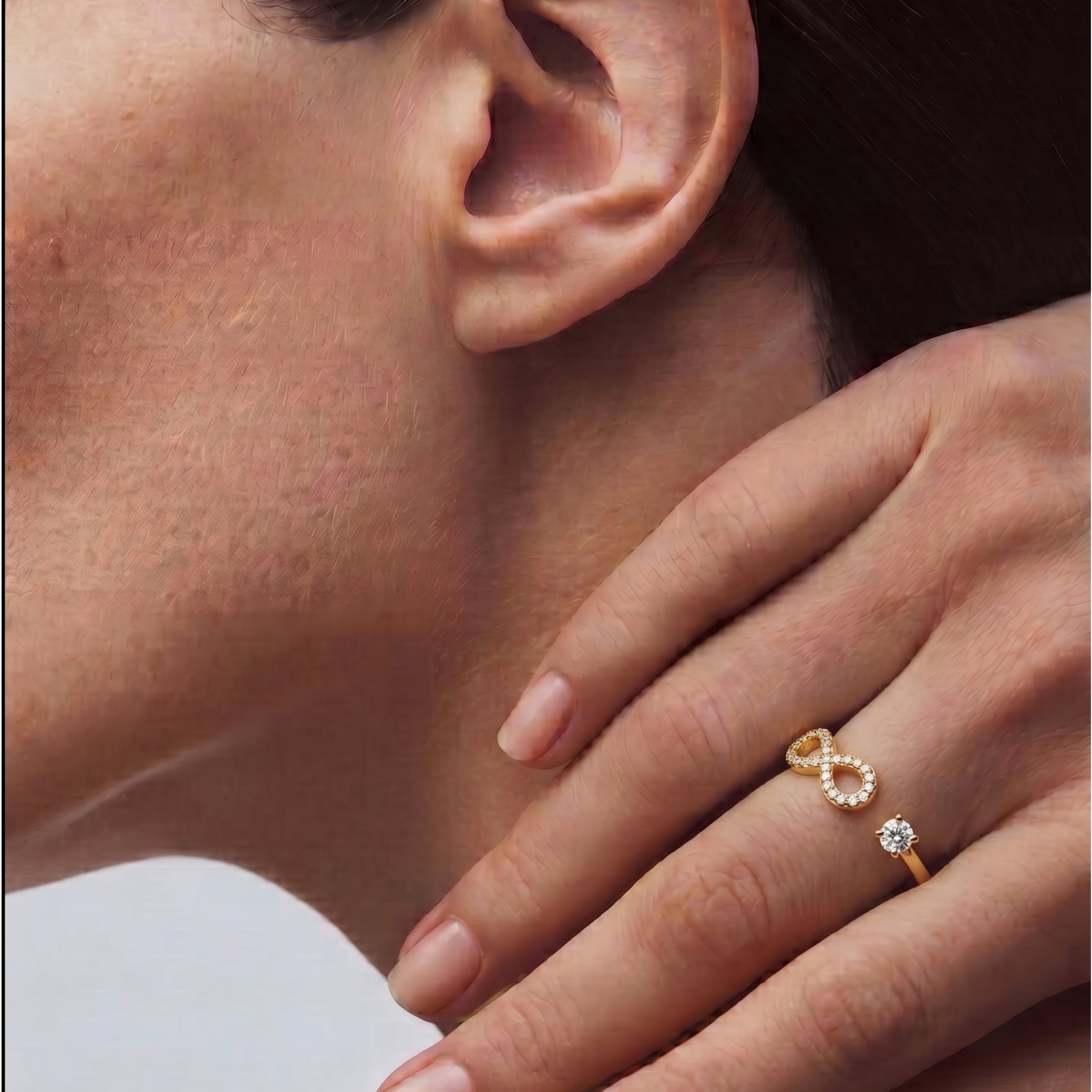 Bague en argent sterling 925 avec zircone brillante finition rhodium - Alphabet