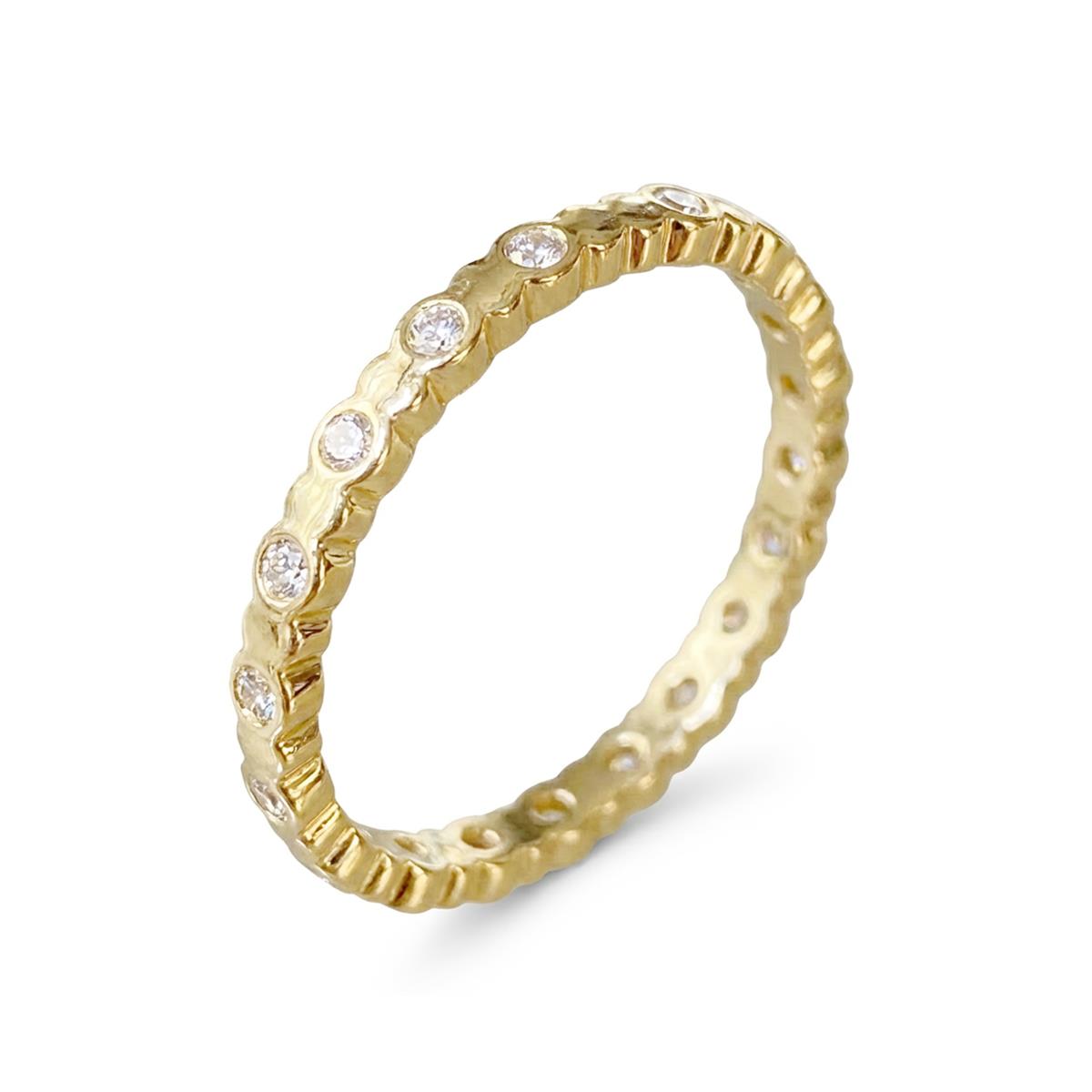 Bright Zirconia Ring with 18k Yellow Gold Finish - Hagoe