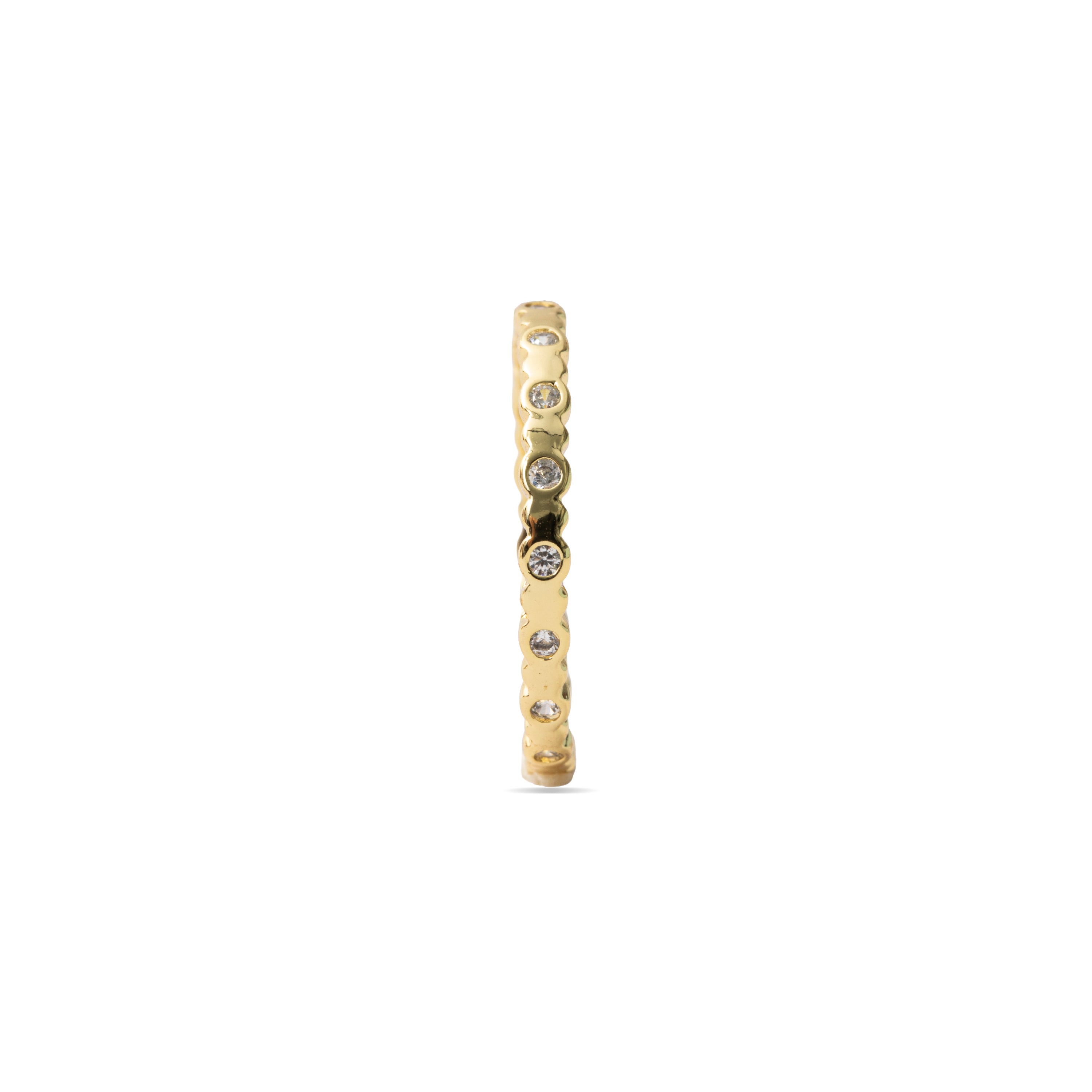 Bright Zirconia Ring with 18k Yellow Gold Finish - Hagoe