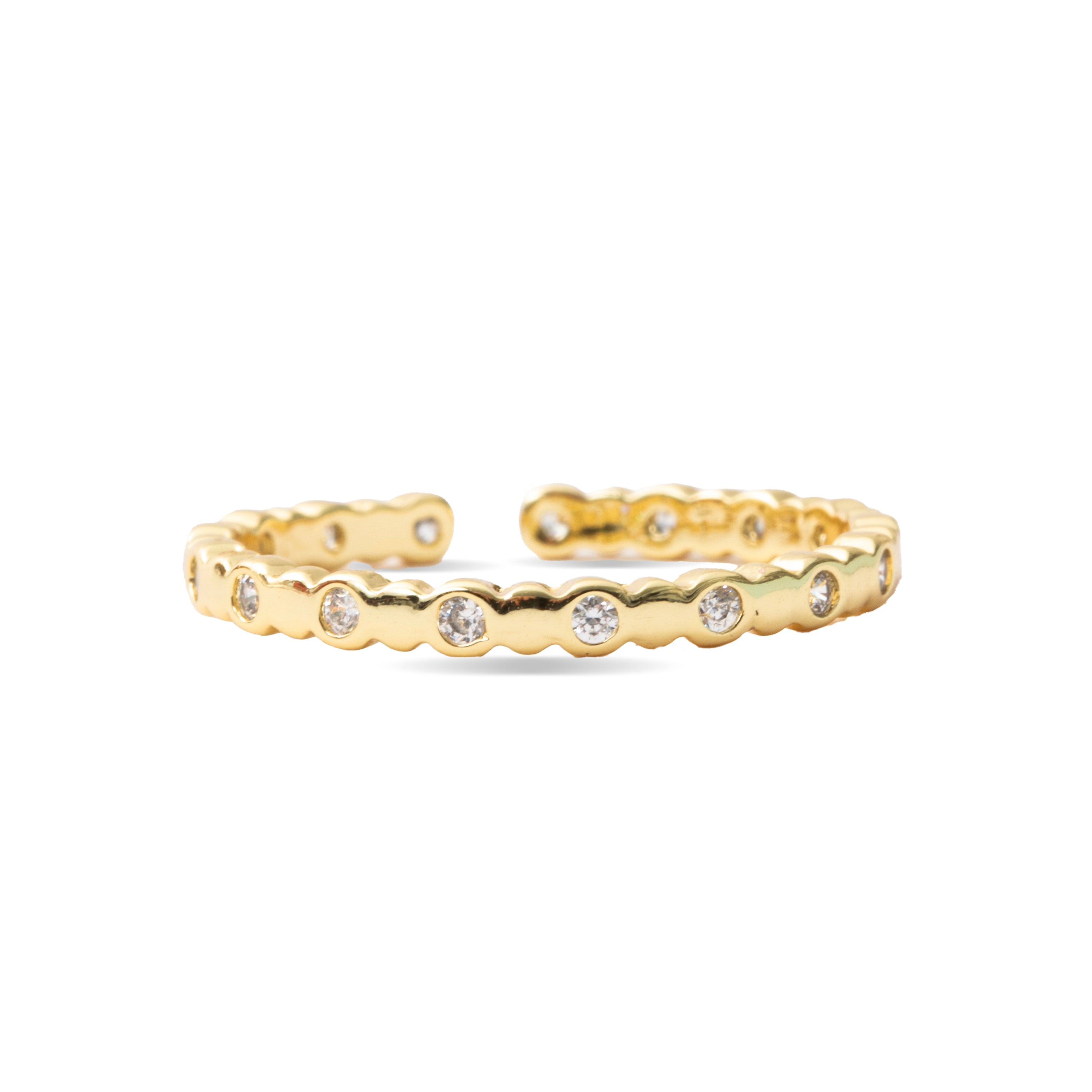 Bright Zirconia Ring with 18k Yellow Gold Finish - Hagoe