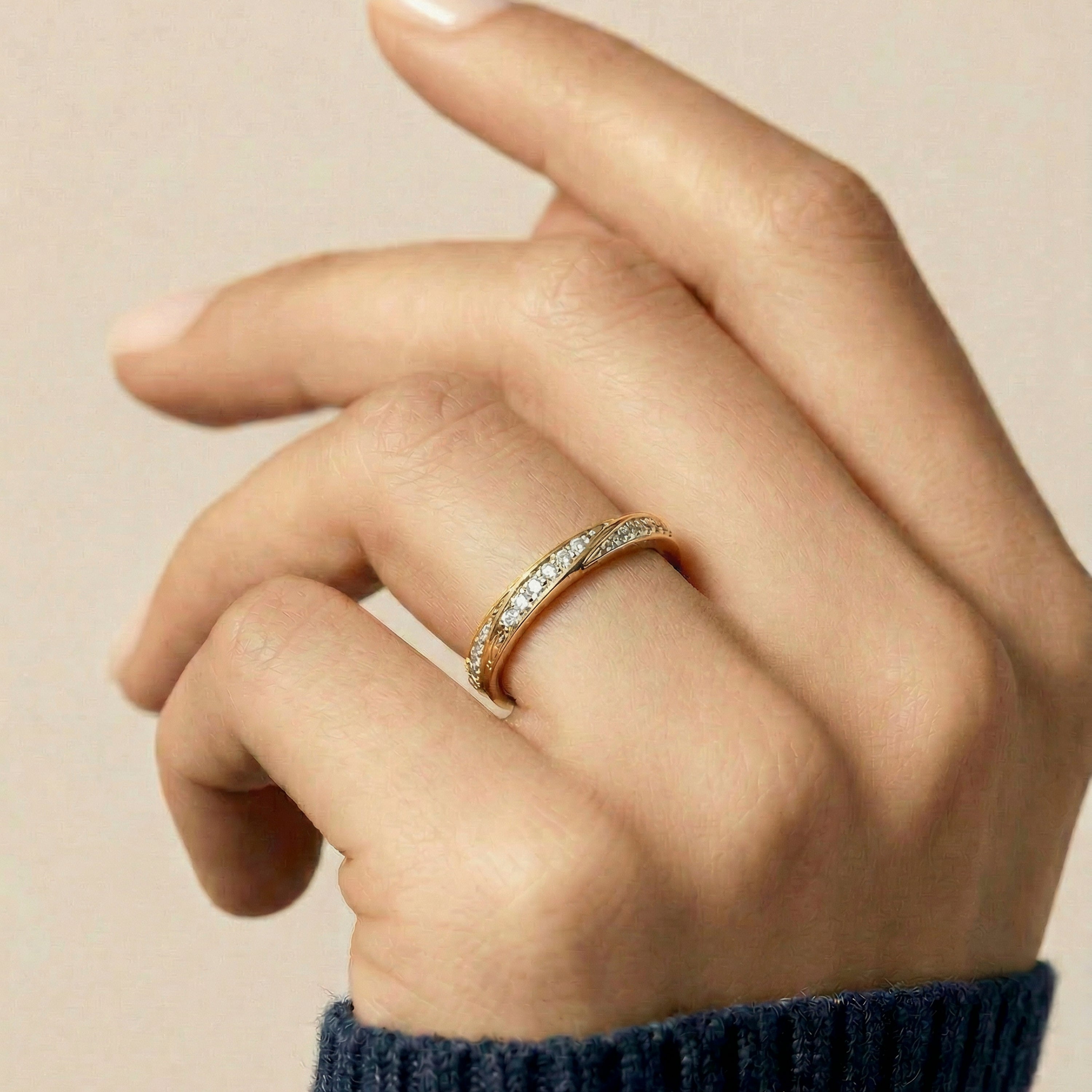 Bright Zirconia Ring with 18k Yellow Gold Finish - Hagoe