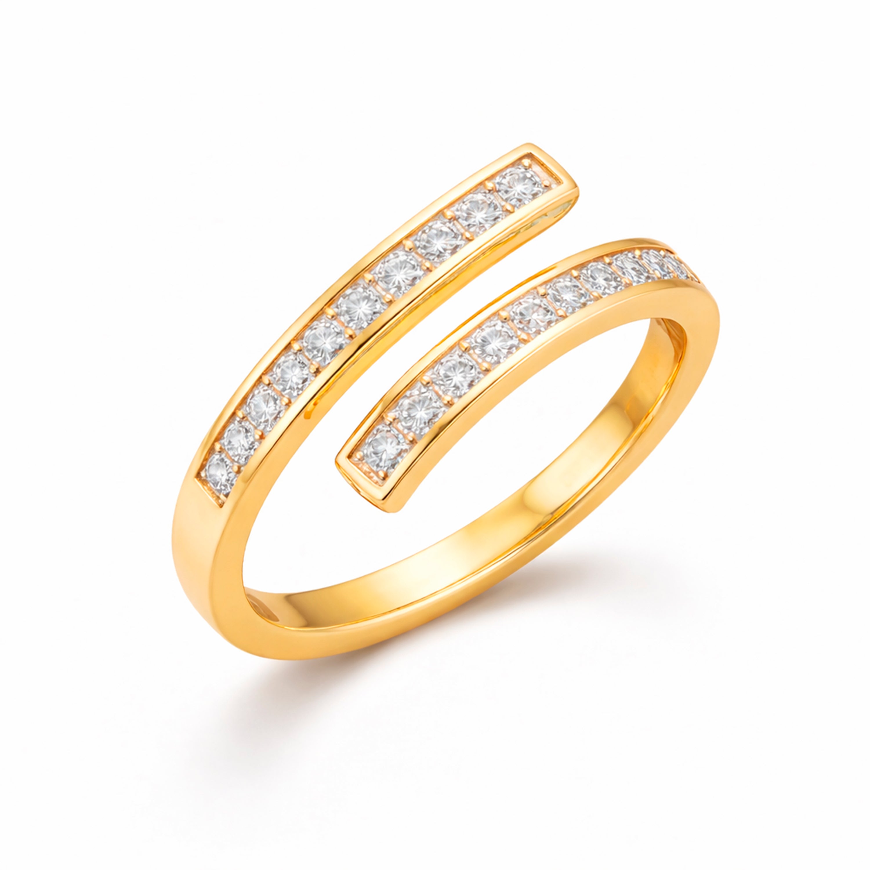 Anillo con Circonita Brillante acabado en oro amarillo de 18k - Dotza